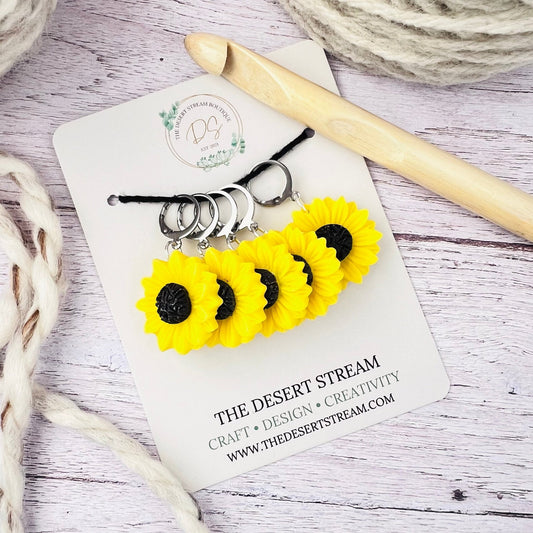 Sunflower Stitch Markers - The Desert Stream Stitch