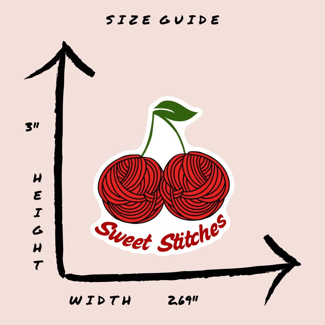Sweet Stitches Cherry Vinyl Sticker - The Desert Stream Stitch