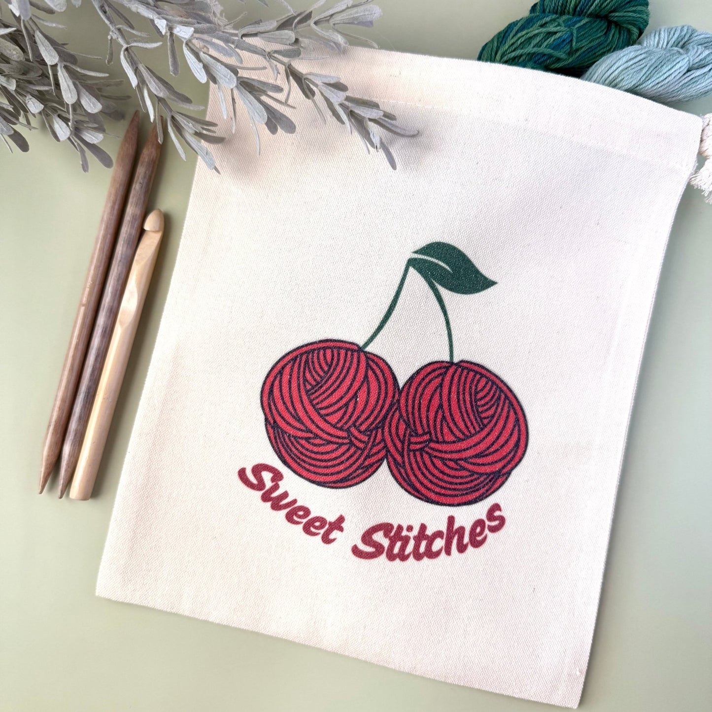 Sweet Stitches Drawstring Project Bag - The Desert Stream Stitch