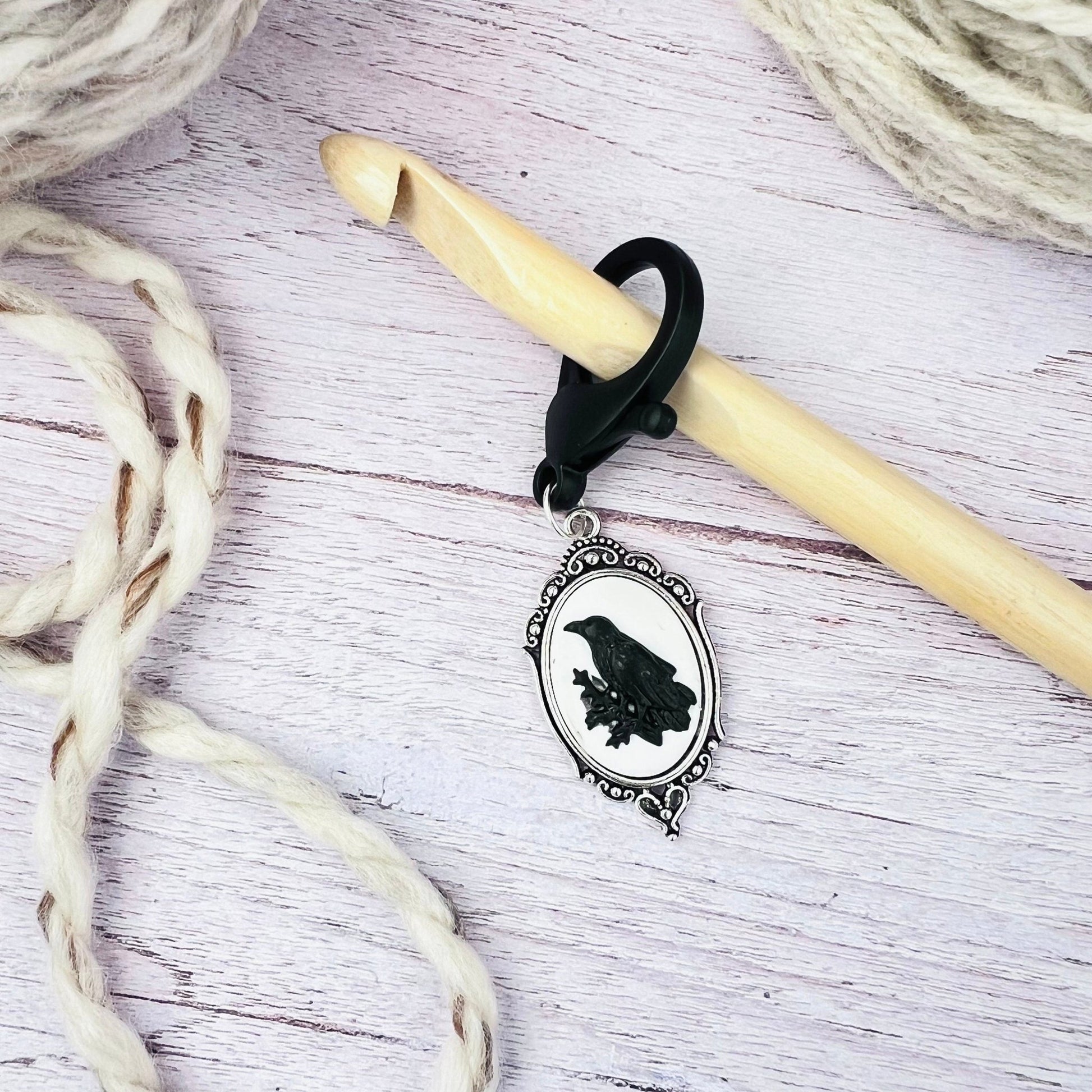 Victorian Raven Jumbo Stitch Marker - The Desert Stream Stitch