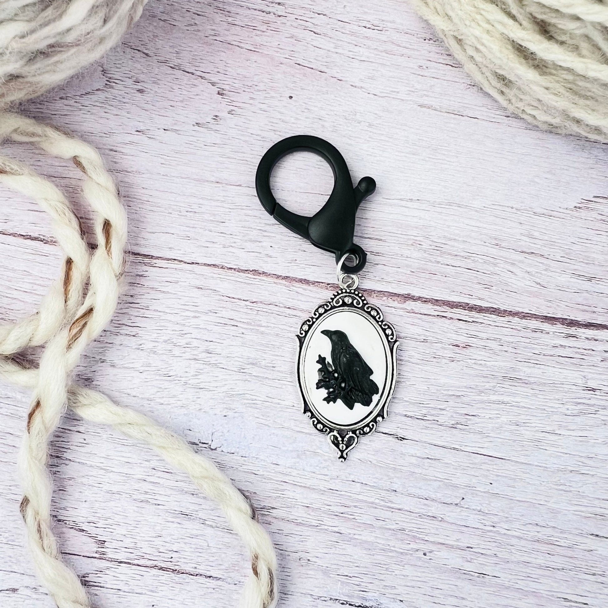 Victorian Raven Jumbo Stitch Marker - The Desert Stream Stitch