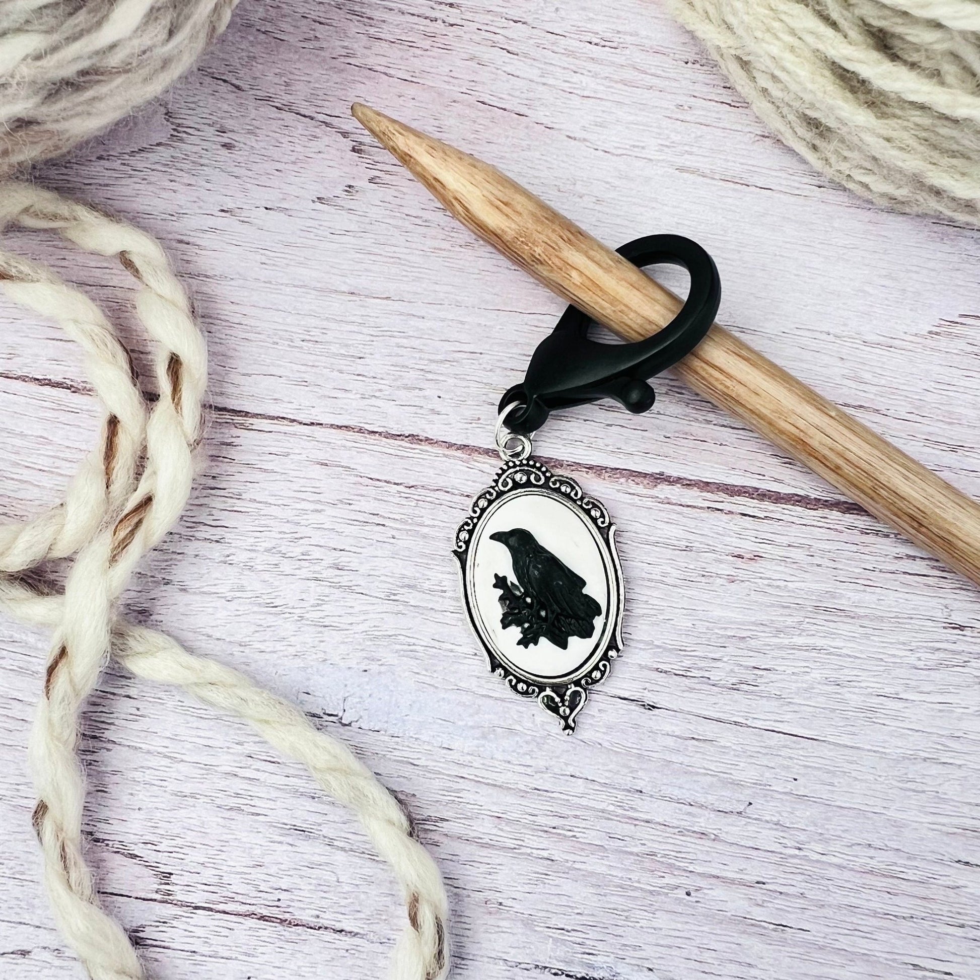 Victorian Raven Jumbo Stitch Marker - The Desert Stream Stitch