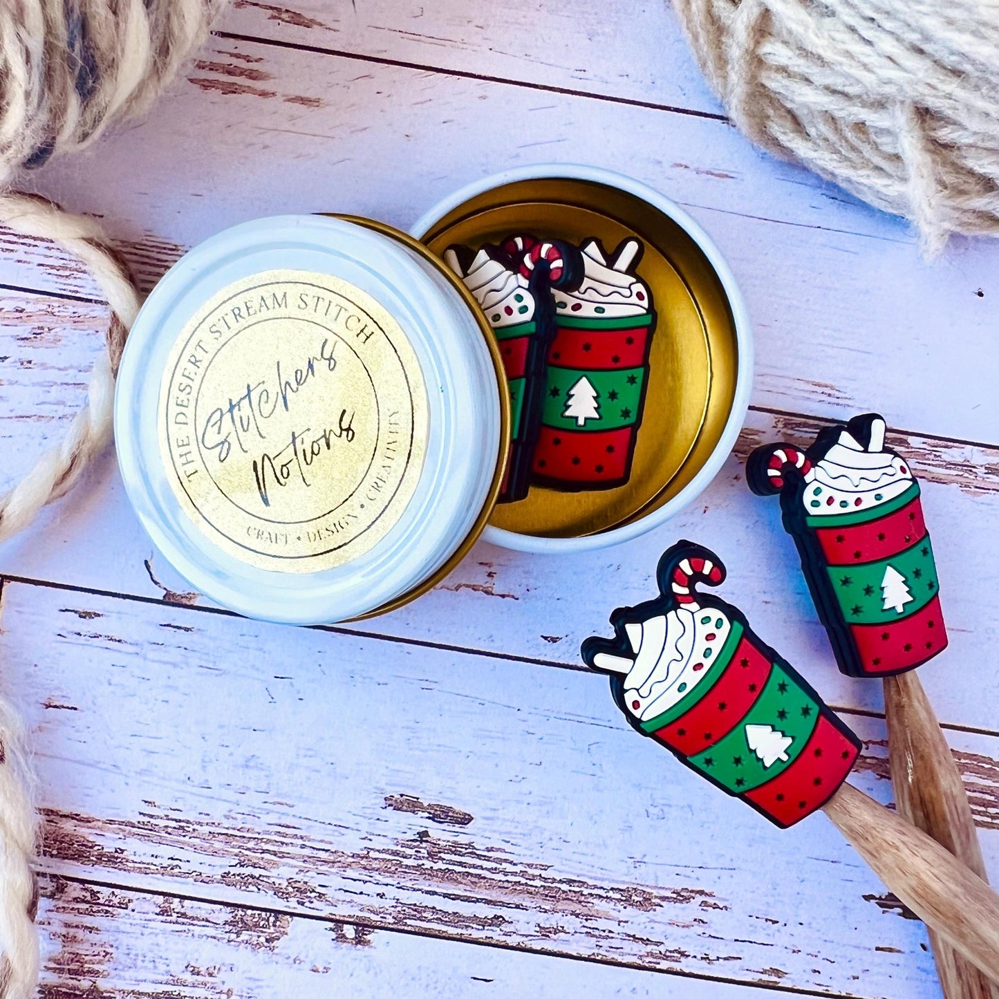 Winter Latte Stitch Stoppers Knitting Needle Point Protectors - The Desert Stream Stitch