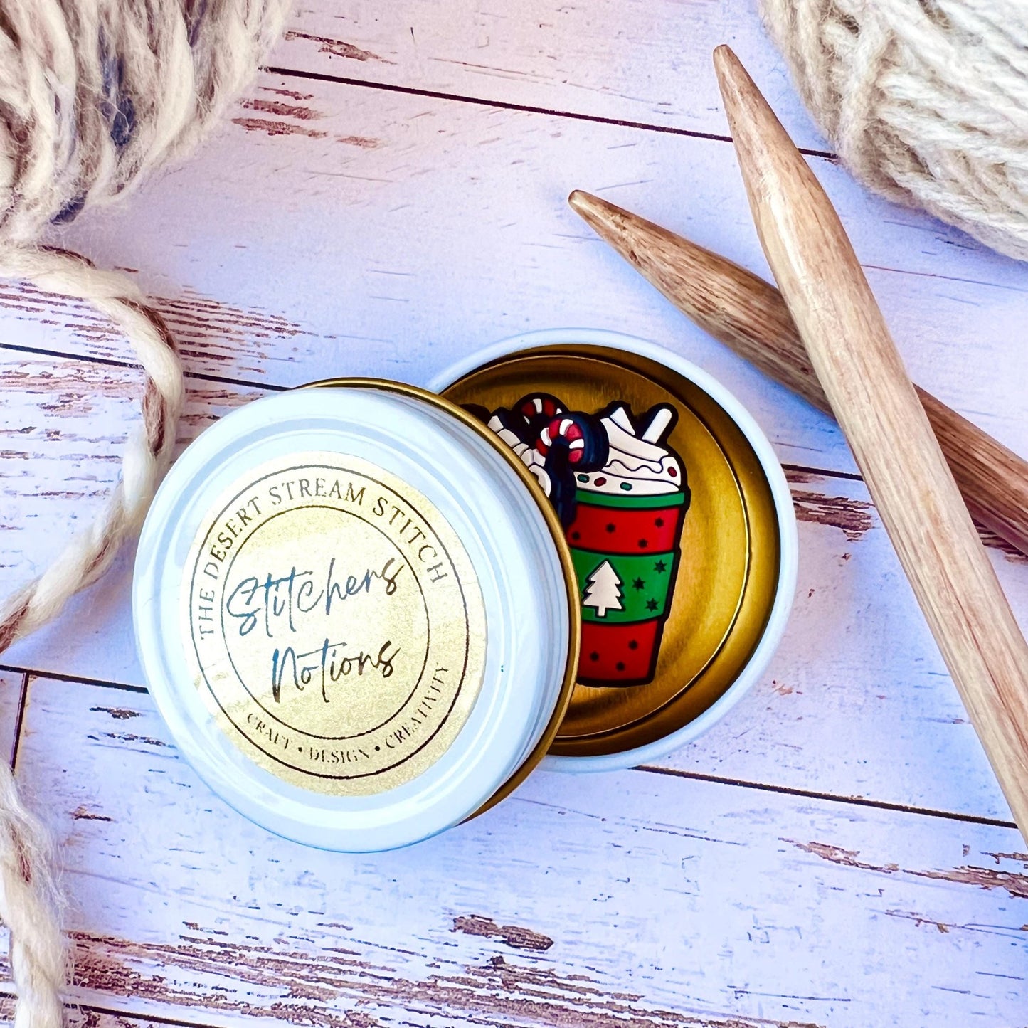 Winter Latte Stitch Stoppers Knitting Needle Point Protectors - The Desert Stream Stitch