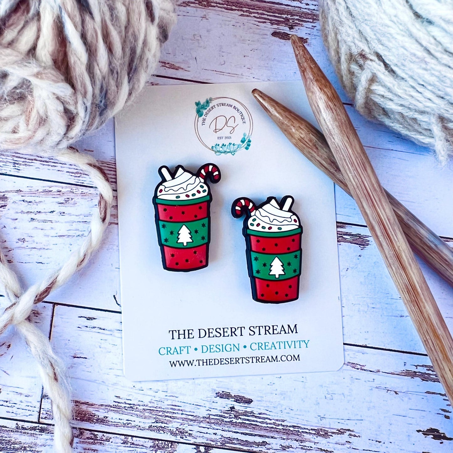 Winter Latte Stitch Stoppers Knitting Needle Point Protectors - The Desert Stream Stitch