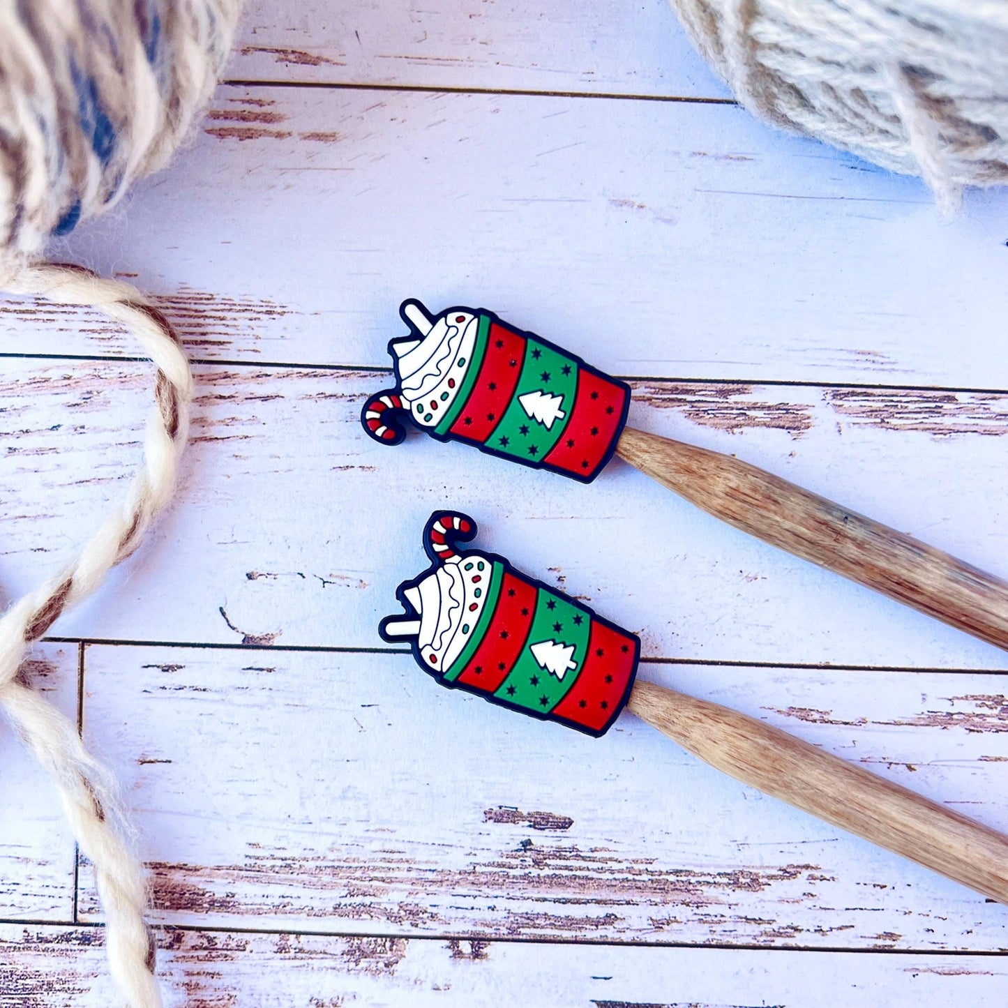 Winter Latte Stitch Stoppers Knitting Needle Point Protectors - The Desert Stream Stitch