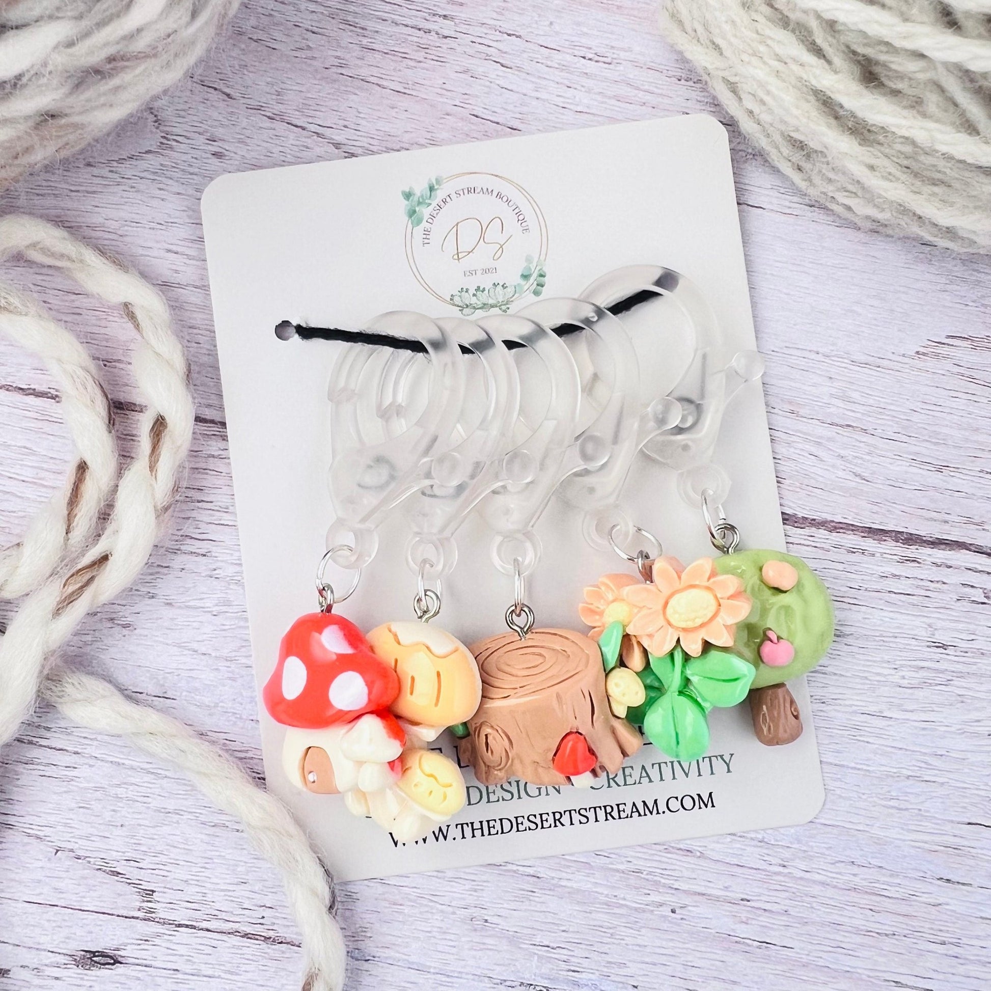 Woodland Forrest Jumbo Stitch Markers - The Desert Stream Stitch