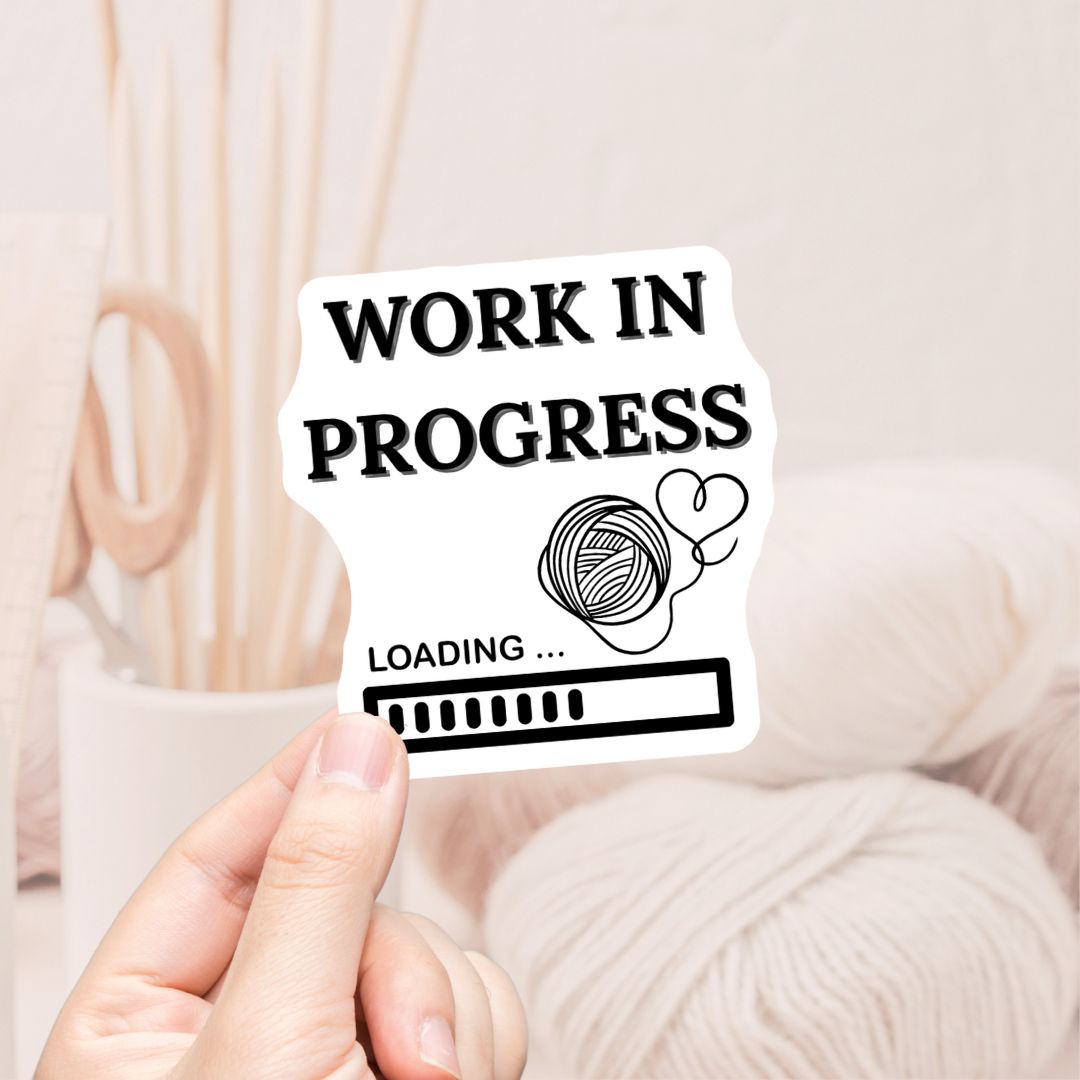 Work In Progress Loading Vinyl Sticker - The Desert Stream Stitch