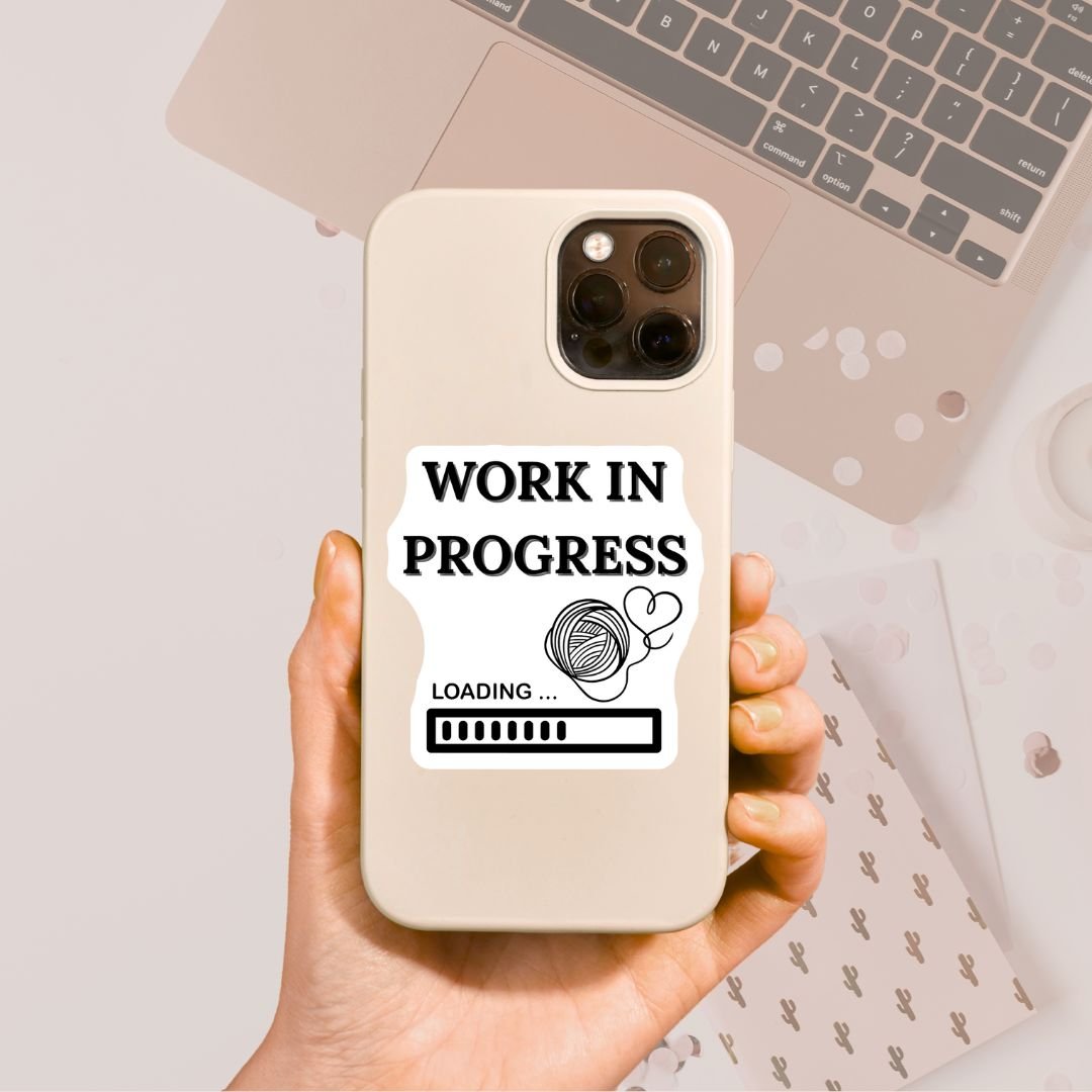 Work In Progress Loading Vinyl Sticker - The Desert Stream Stitch