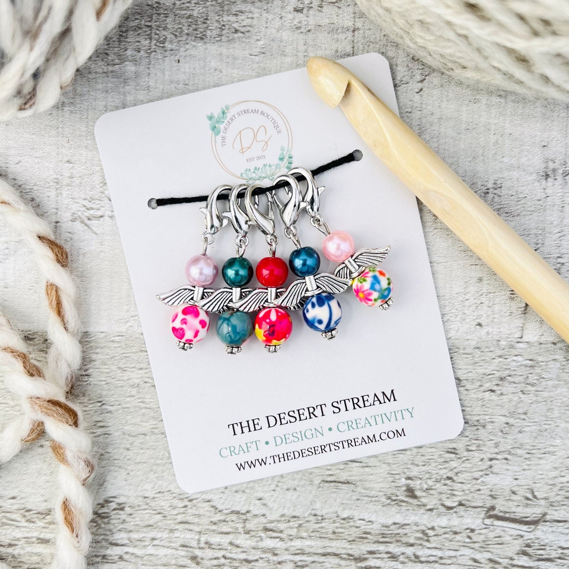 Angel Stitch Markers Set - Knitting and Crochet - The Desert Stream Stitch