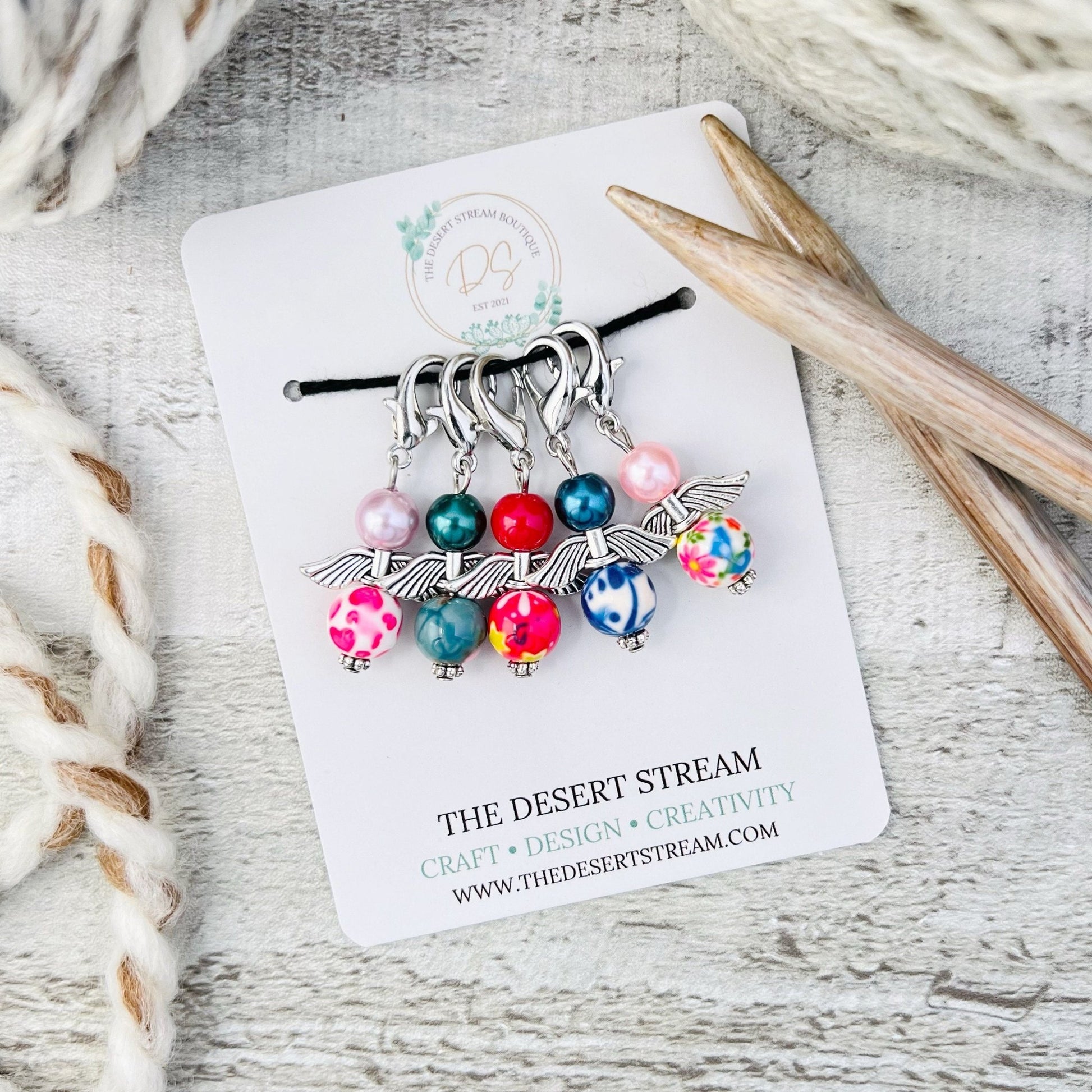 Angel Stitch Markers Set - Knitting and Crochet - The Desert Stream Stitch