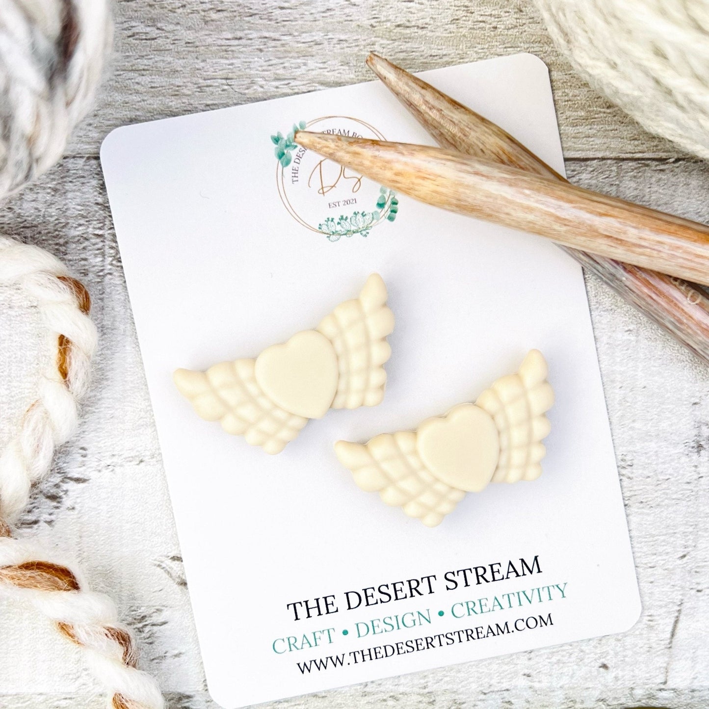 Angel Wings Stitch Stoppers Knitting Needle Point Protectors - The Desert Stream Stitch