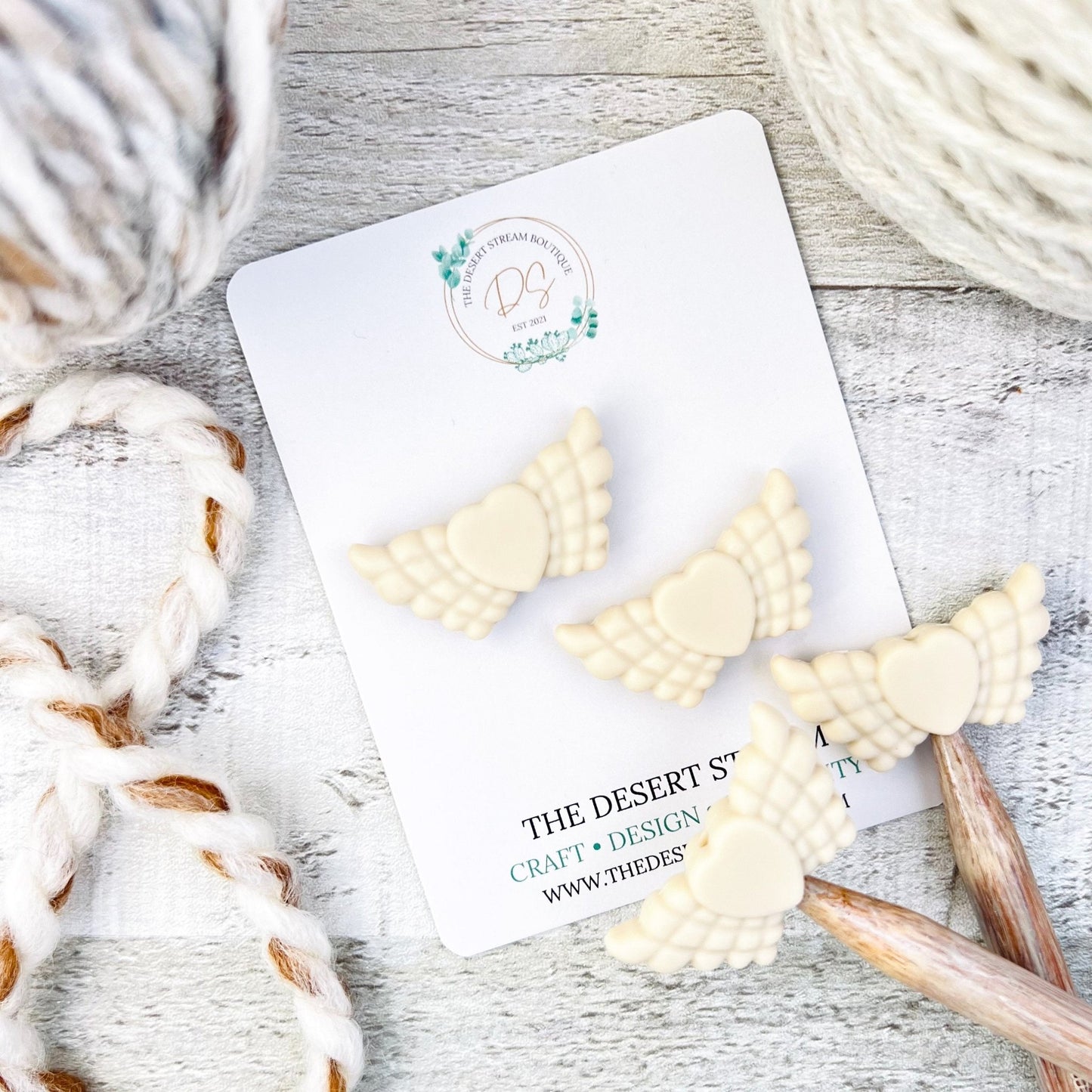 Angel Wings Stitch Stoppers Knitting Needle Point Protectors - The Desert Stream Stitch