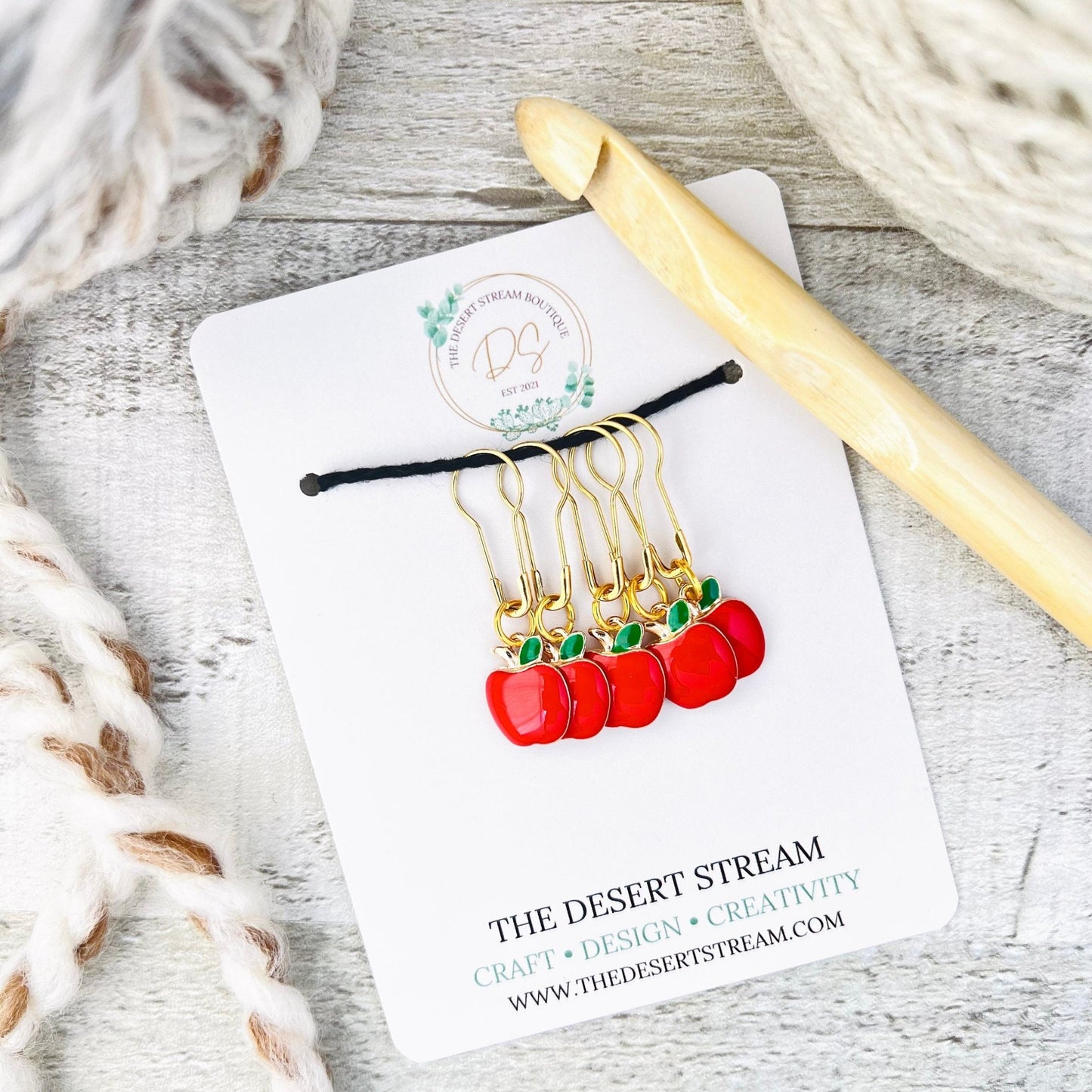 Apple Stitch Markers Set - Knitting and Crochet - The Desert Stream Stitch