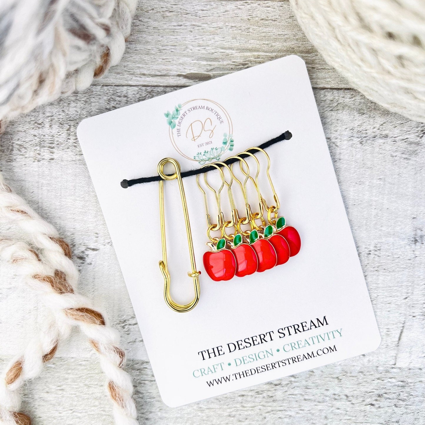 Apple Stitch Markers Set - Knitting and Crochet - The Desert Stream Stitch