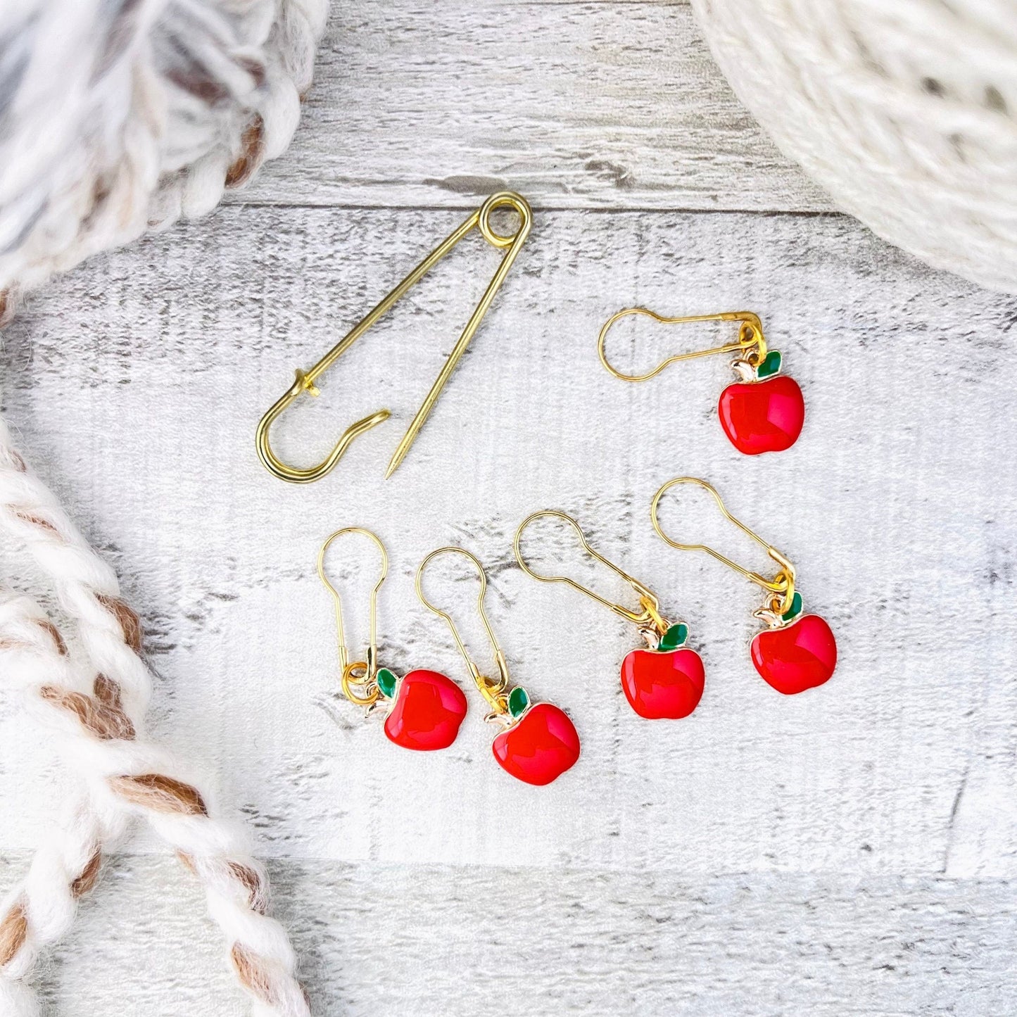 Apple Stitch Markers Set - Knitting and Crochet - The Desert Stream Stitch