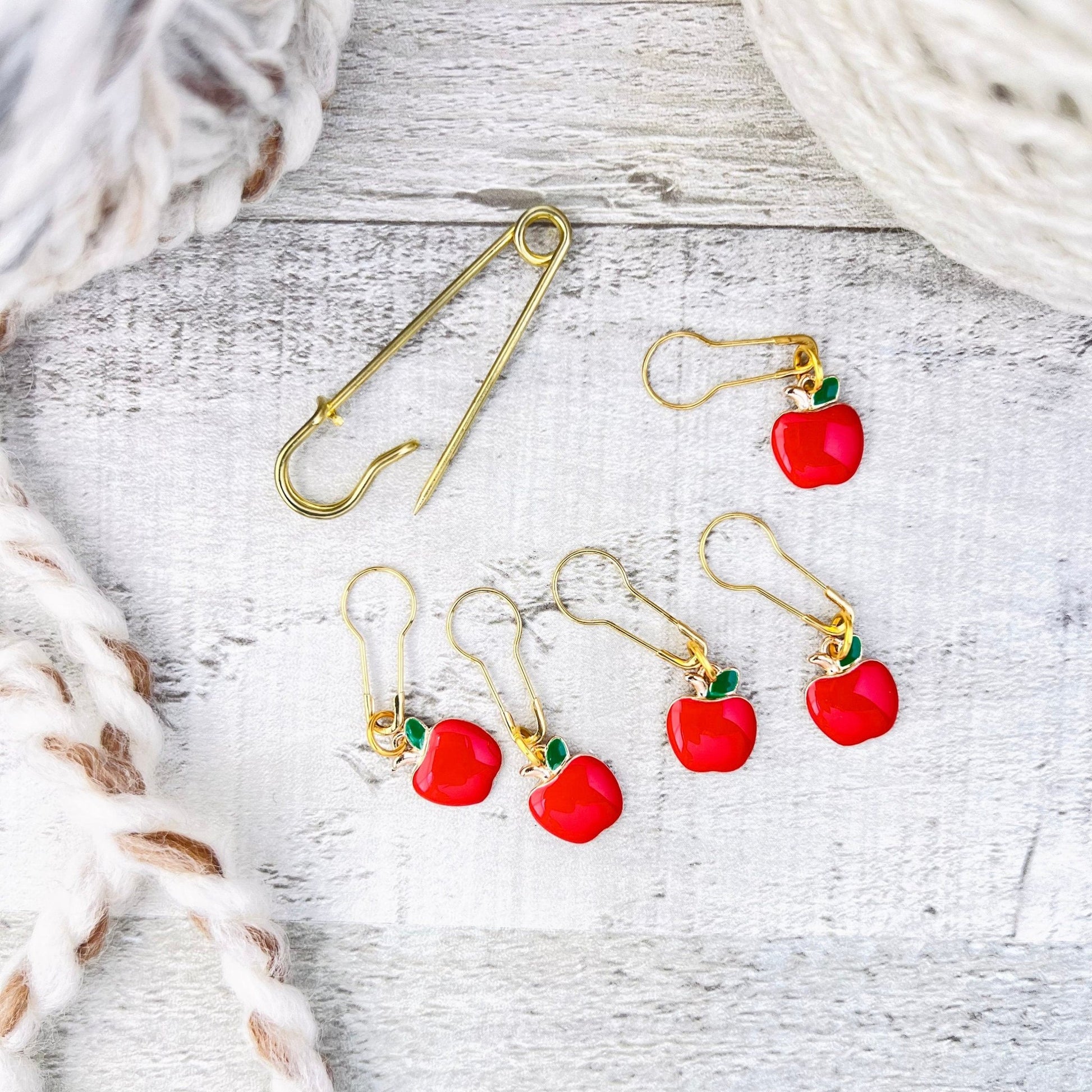 Apple Stitch Markers Set - Knitting and Crochet - The Desert Stream Stitch