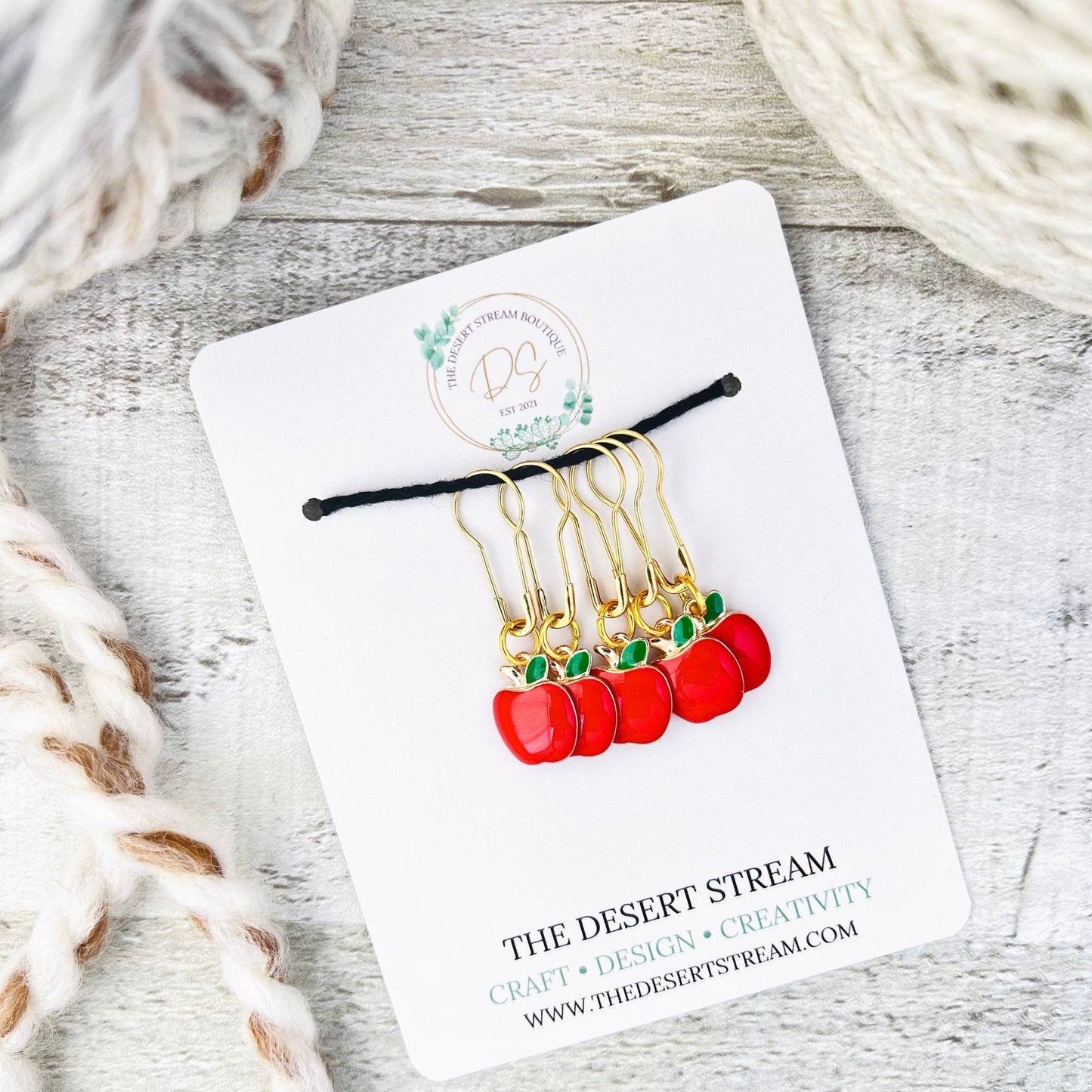 Apple Stitch Markers Set - Knitting and Crochet - The Desert Stream Stitch