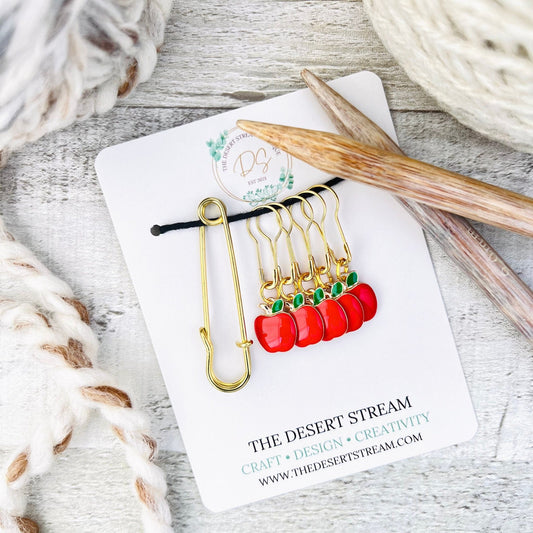Apple Stitch Markers Set - Knitting and Crochet - The Desert Stream Stitch