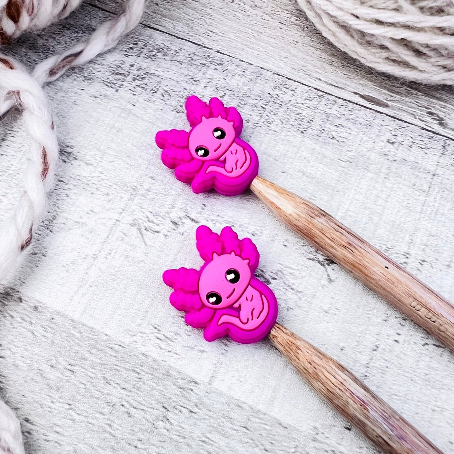 Axolotl Stitch Stoppers Knitting Needle Point Protectors - The Desert Stream Stitch