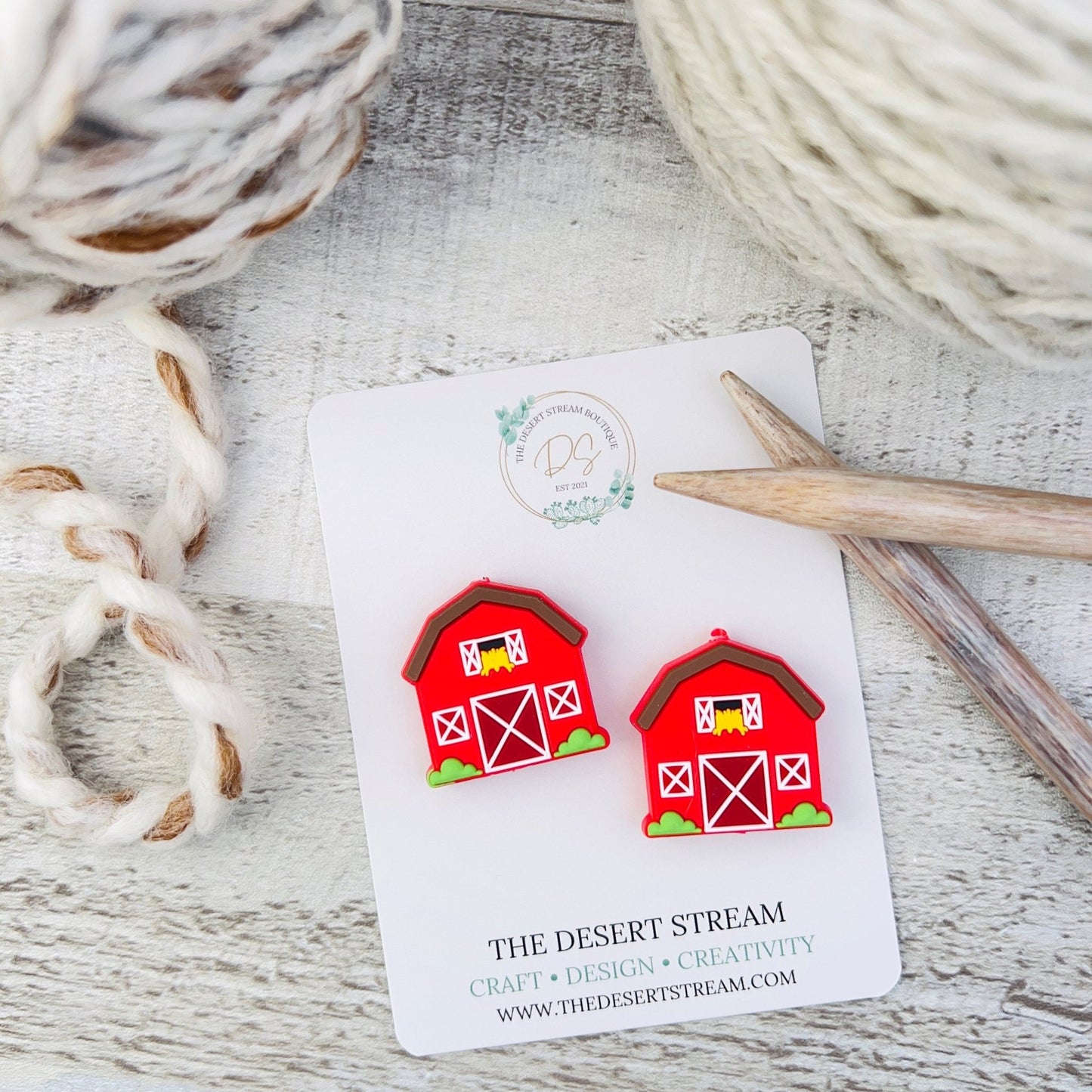 Barn Stitch Stoppers Knitting Needle Point Protectors - The Desert Stream Stitch