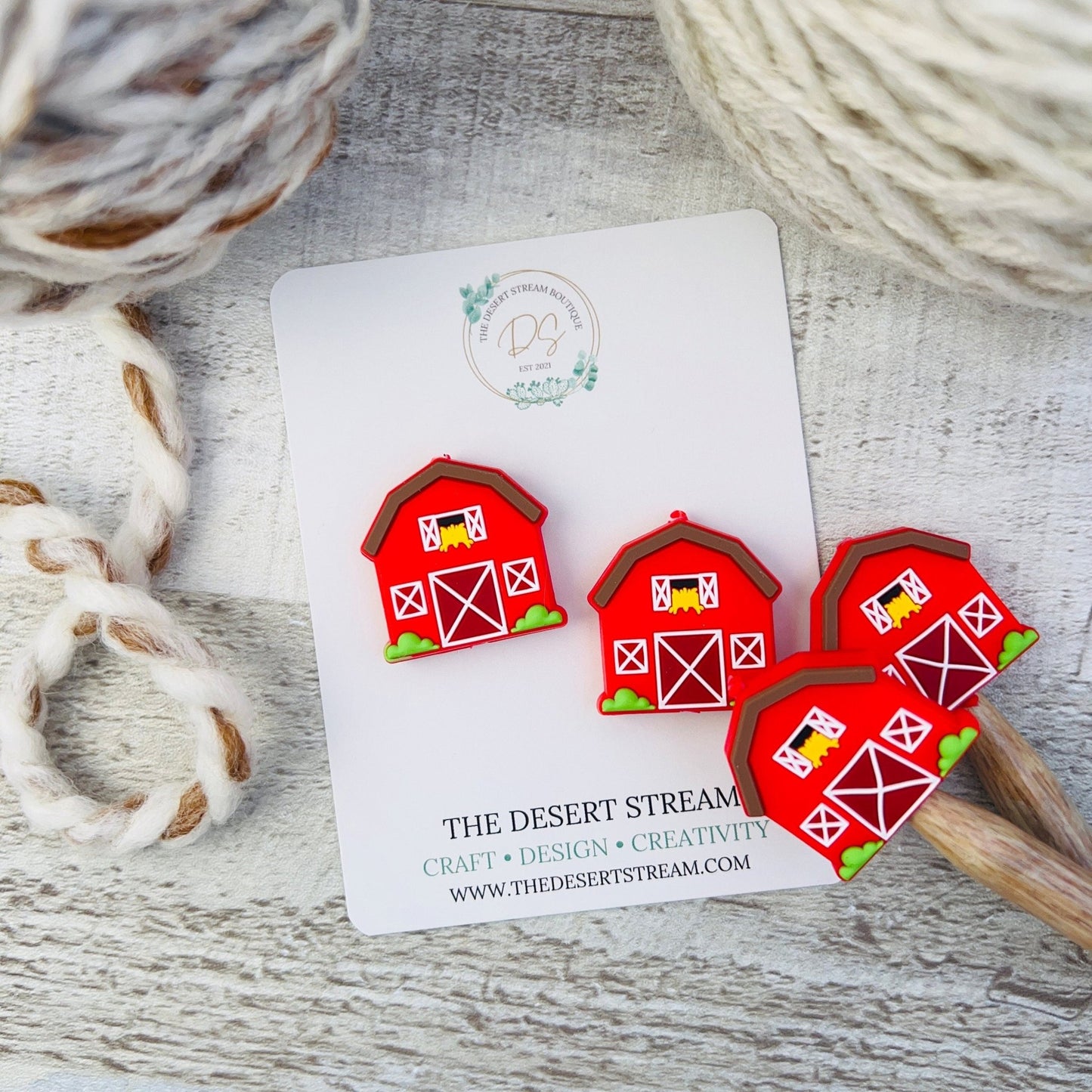 Barn Stitch Stoppers Knitting Needle Point Protectors - The Desert Stream Stitch