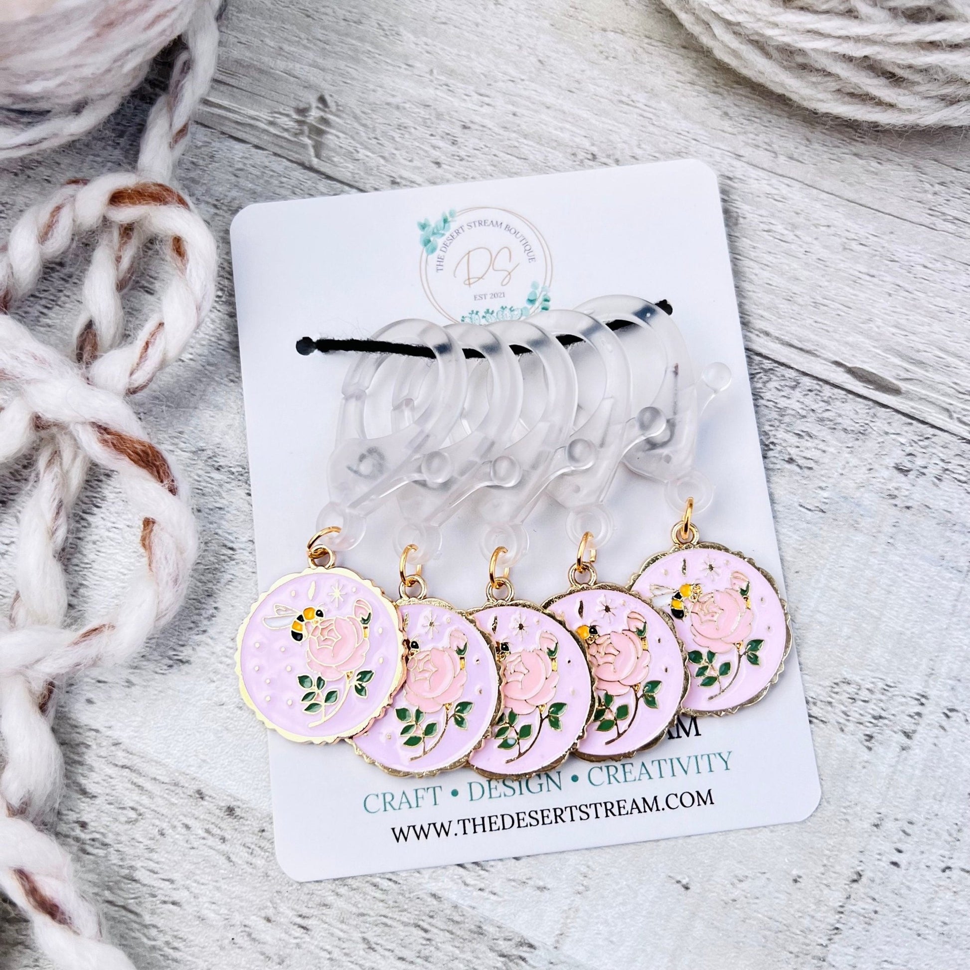 Bee Flower Jumbo Stitch Markers - The Desert Stream Stitch