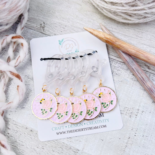 Bee Flower Jumbo Stitch Markers - The Desert Stream Stitch