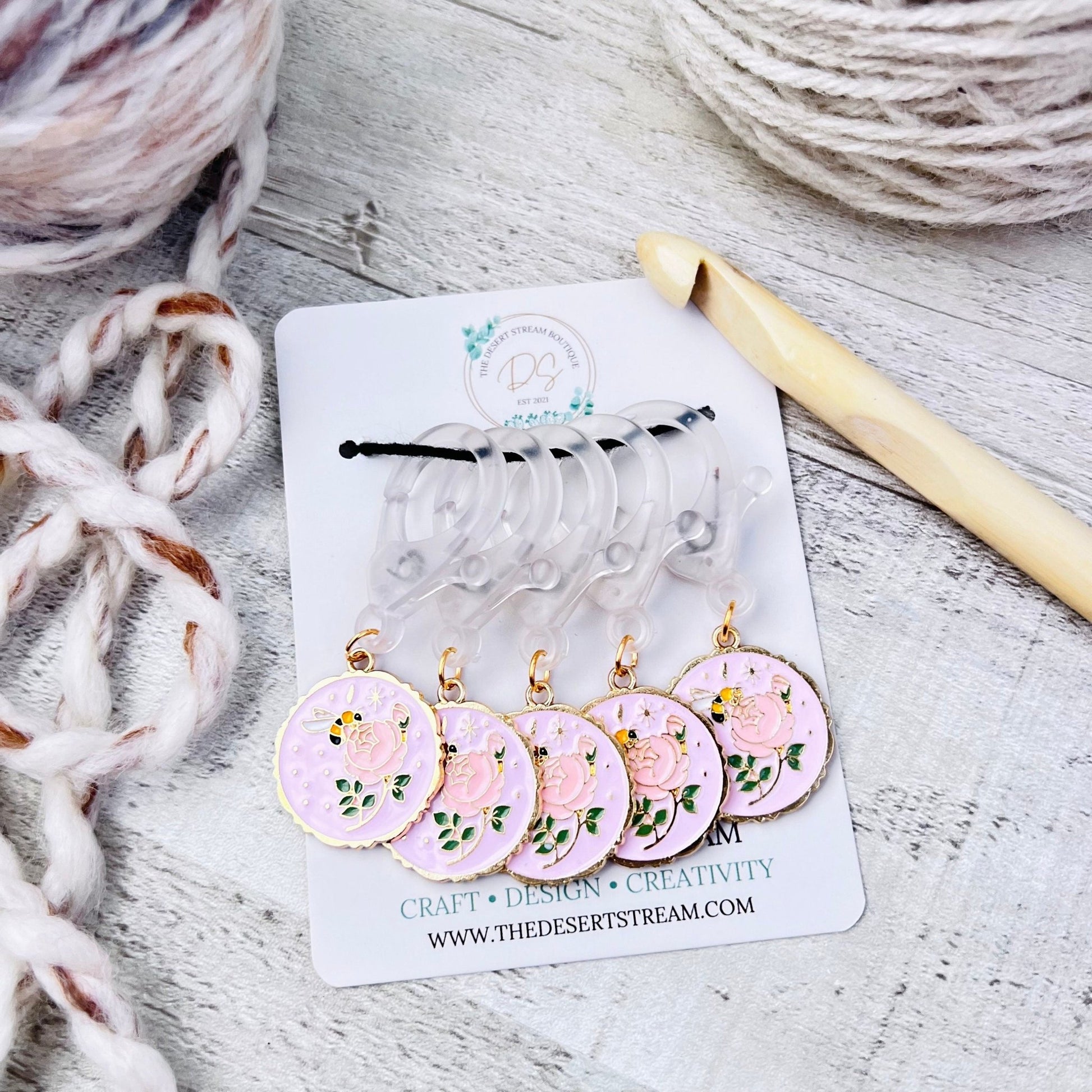 Bee Flower Jumbo Stitch Markers - The Desert Stream Stitch