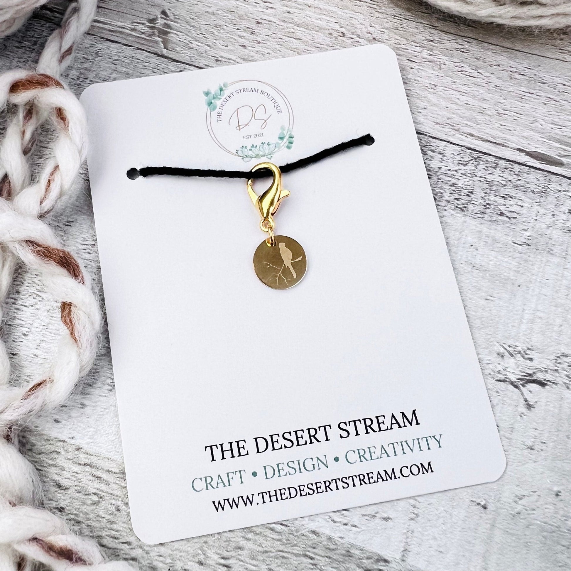 Bird on a Perch Stitch Marker - The Desert Stream Stitch