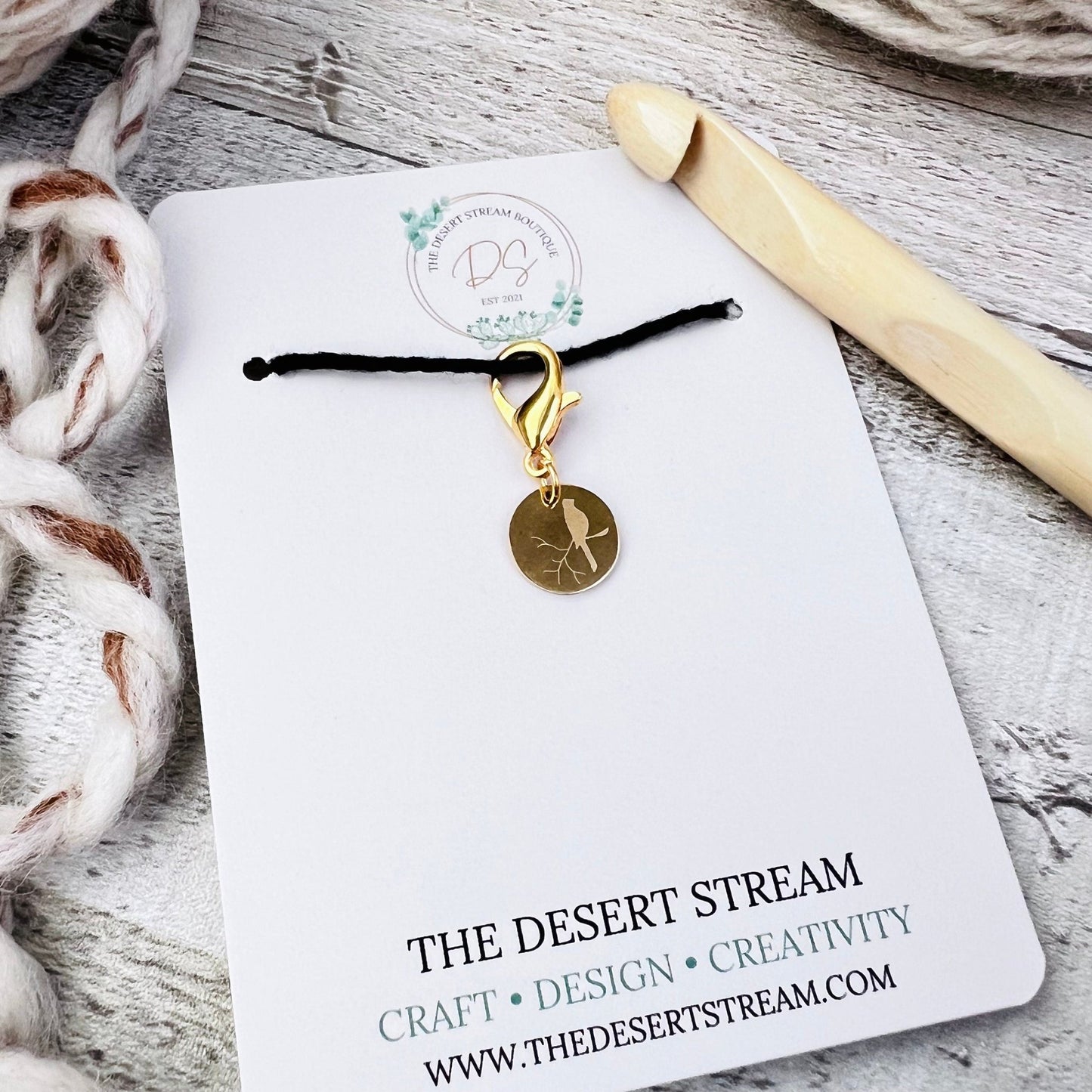 Bird on a Perch Stitch Marker - The Desert Stream Stitch