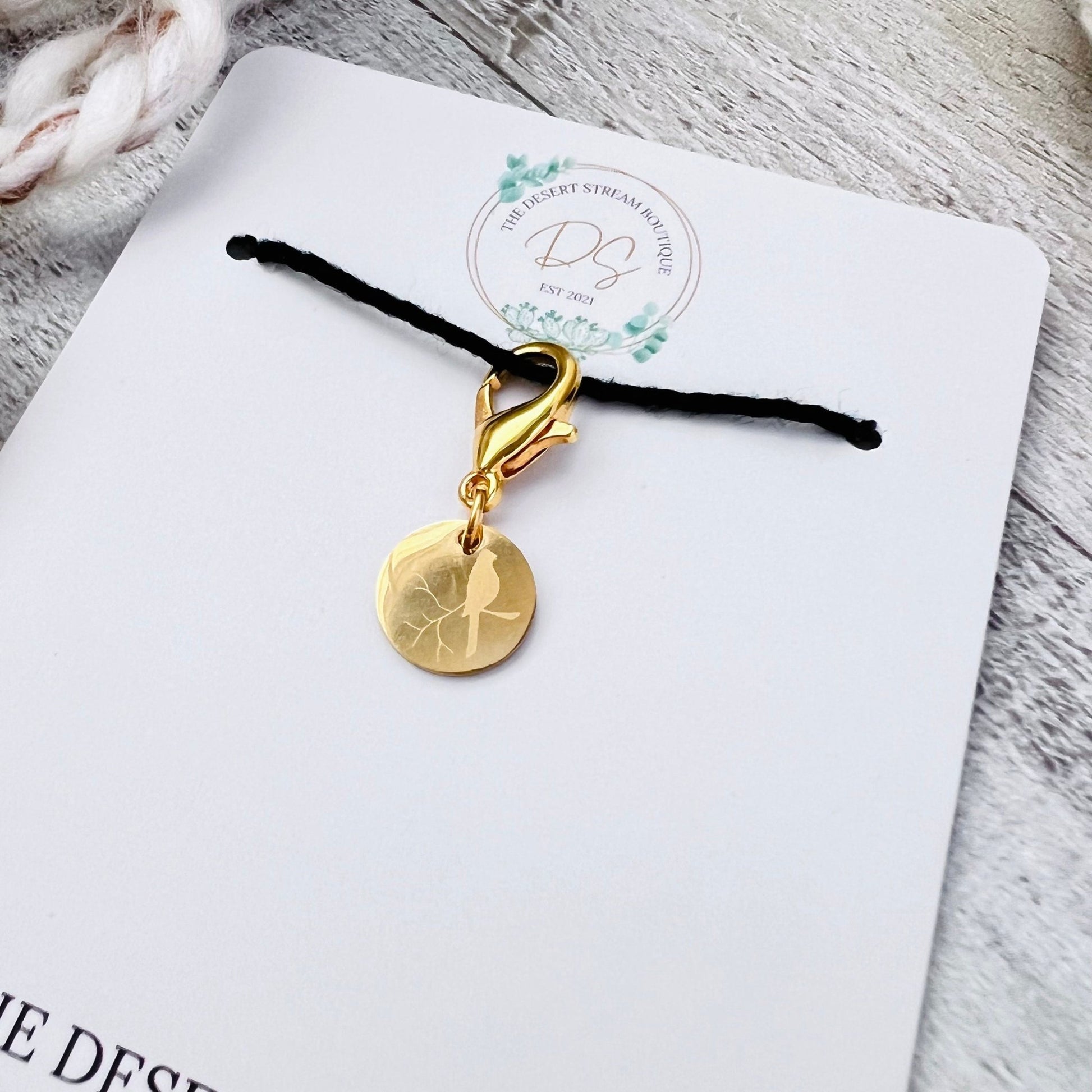 Bird on a Perch Stitch Marker - The Desert Stream Stitch