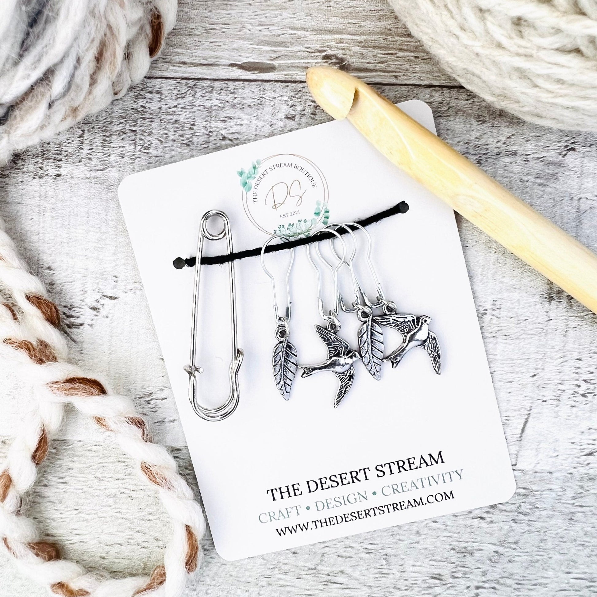 Birds Stitch Markers Set - Knitting and Crochet - The Desert Stream Stitch