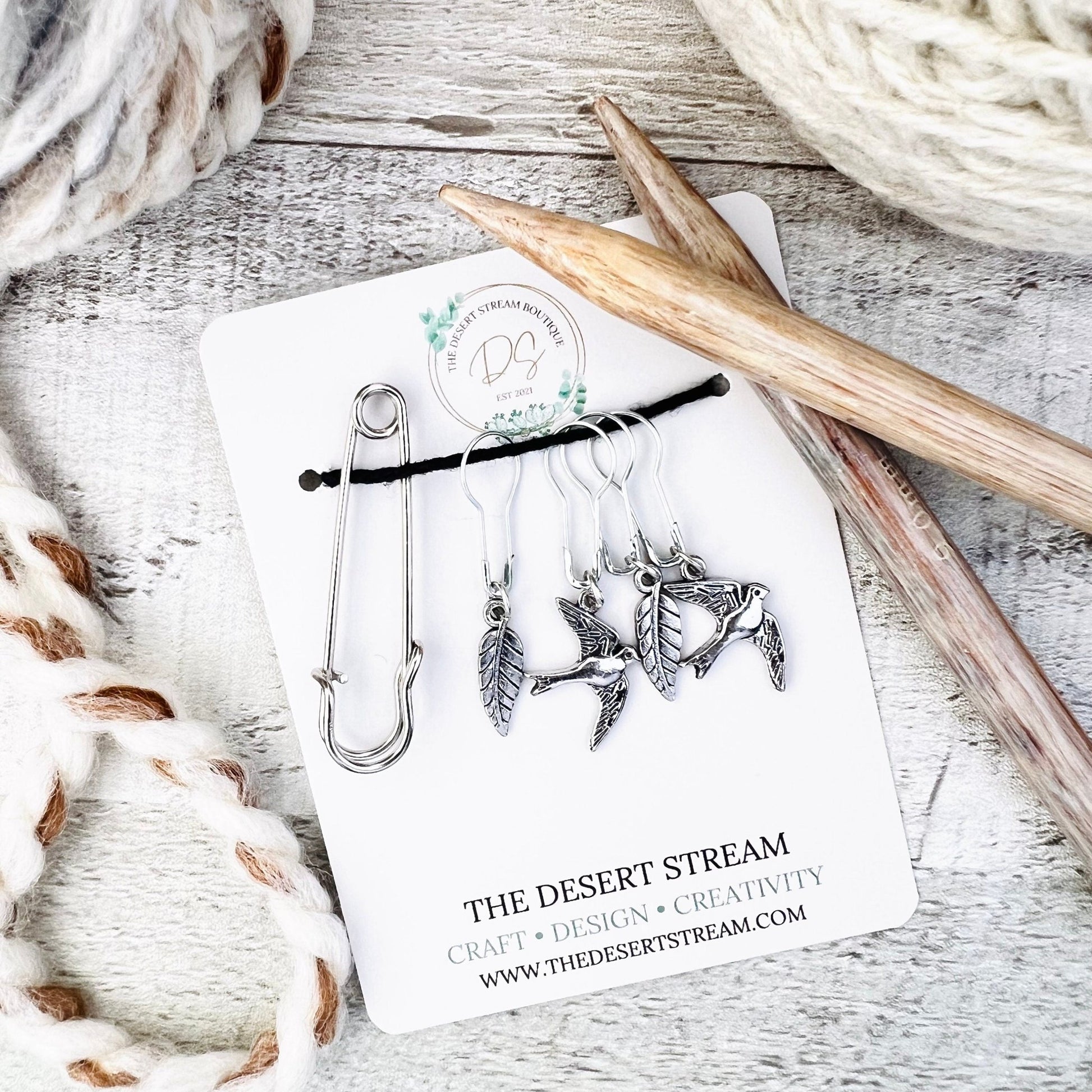 Birds Stitch Markers Set - Knitting and Crochet - The Desert Stream Stitch