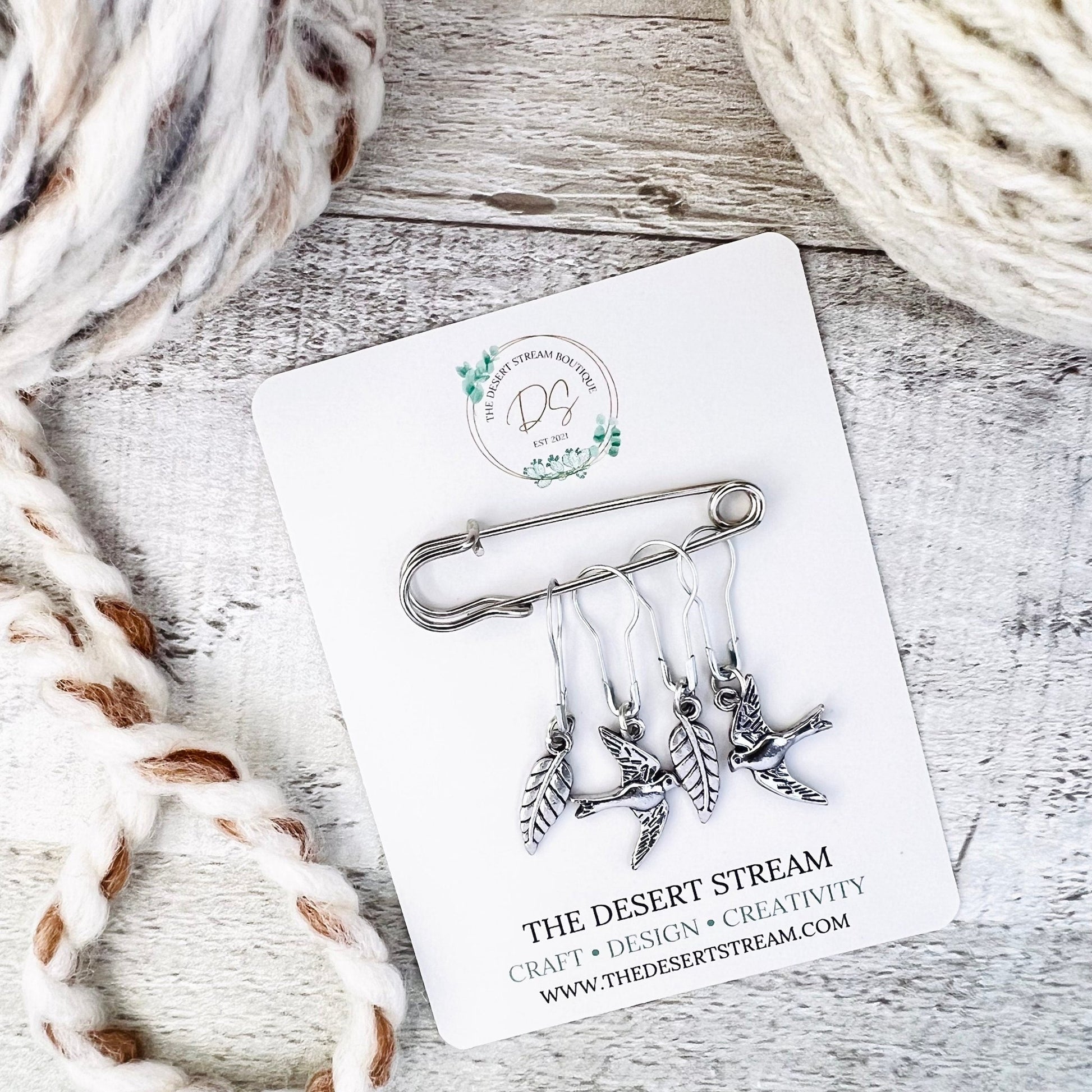 Birds Stitch Markers Set - Knitting and Crochet - The Desert Stream Stitch