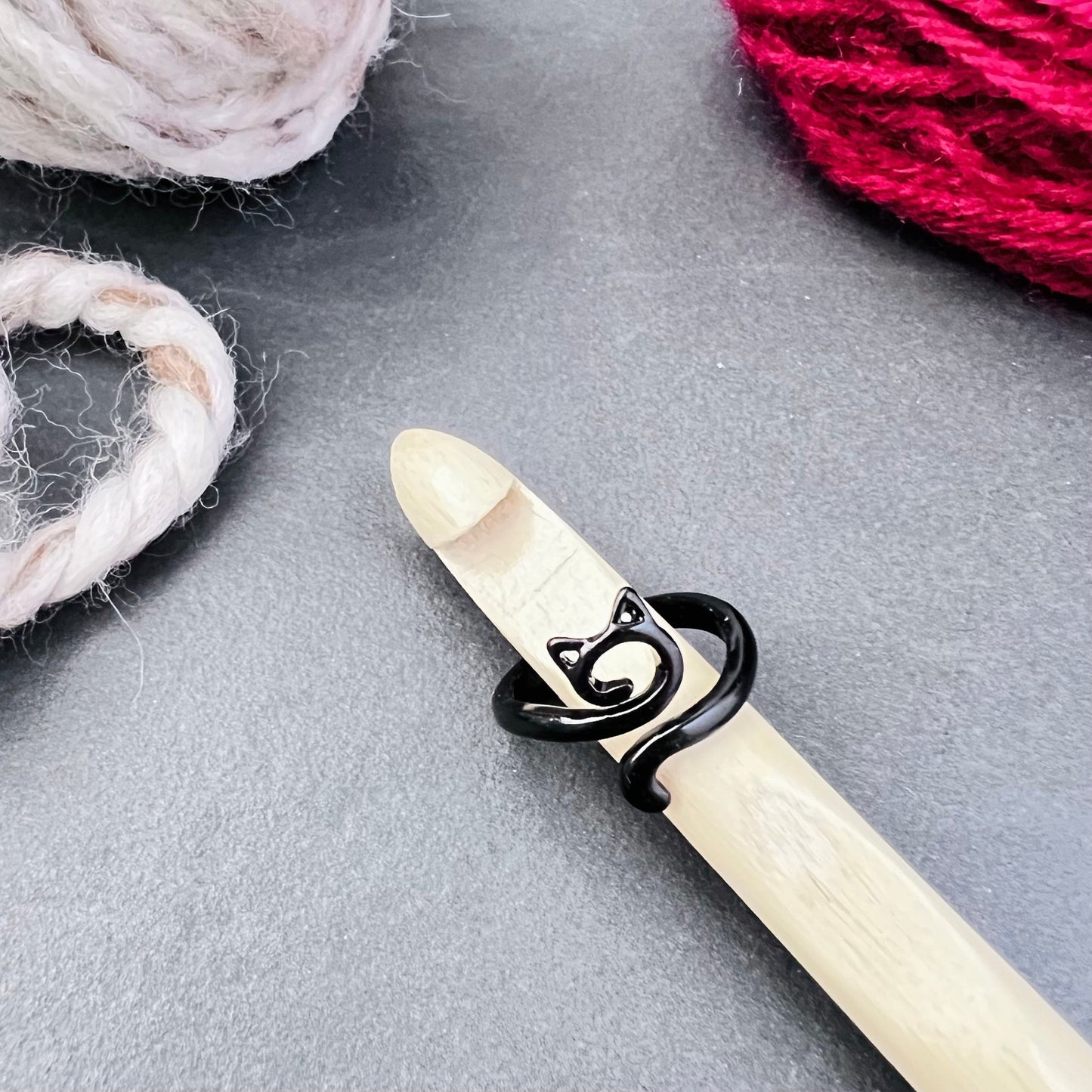 Black Cat Ears Adjustable Tension Ring - The Desert Stream Stitch