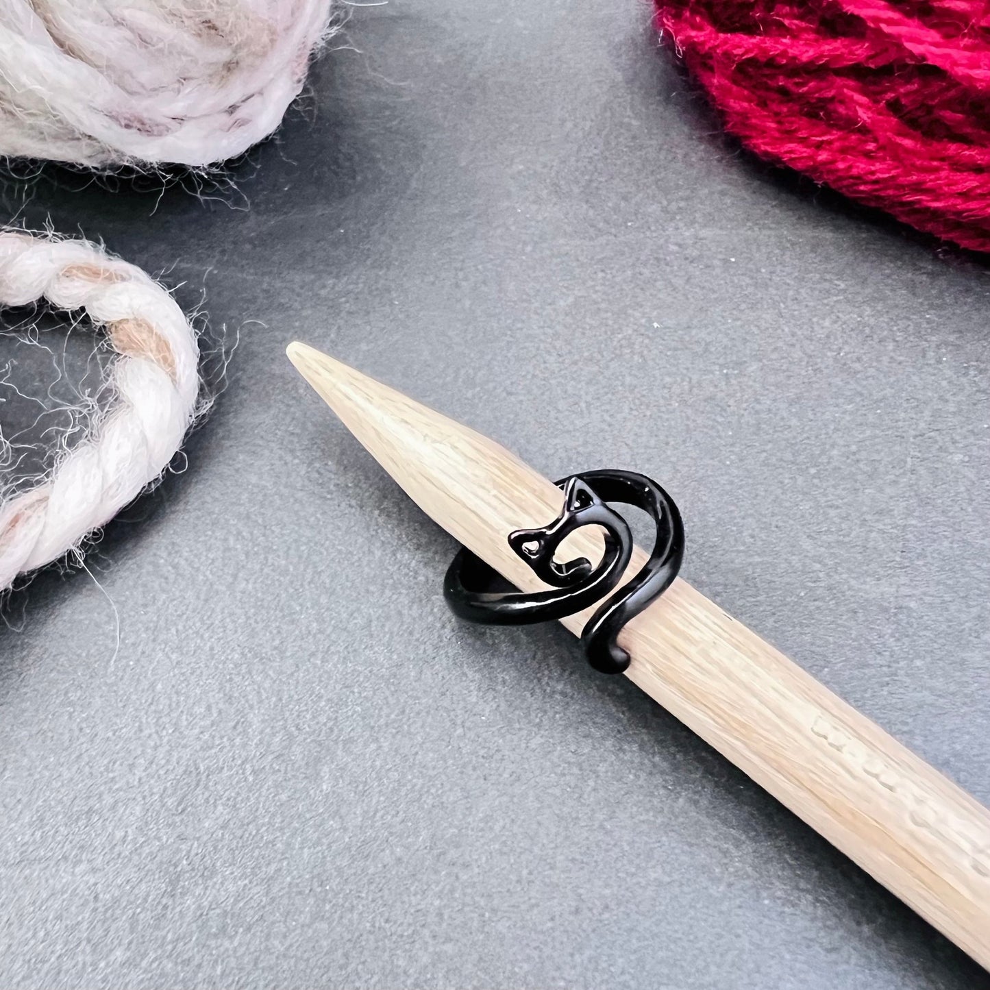 Black Cat Ears Adjustable Tension Ring - The Desert Stream Stitch
