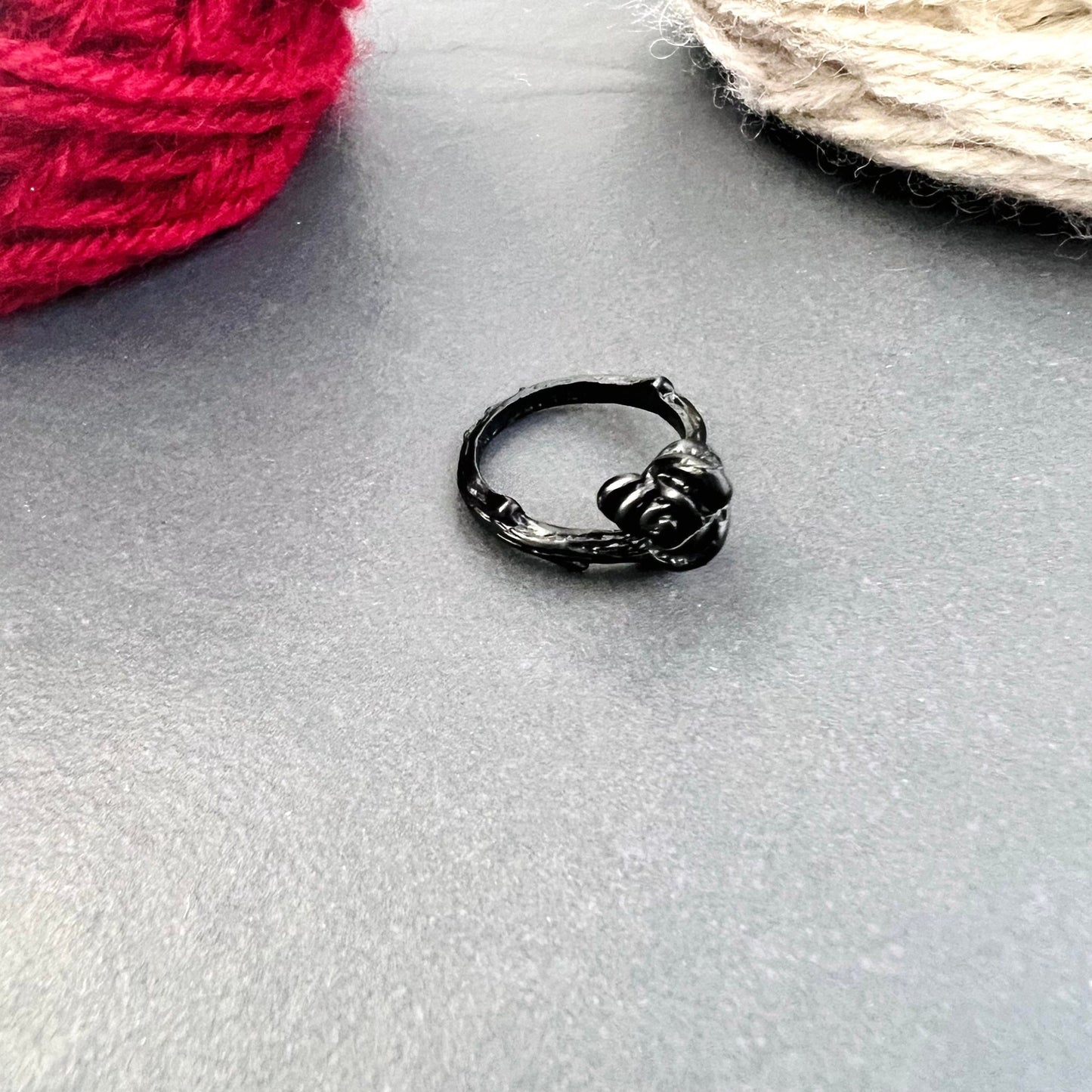 Black Rose Adjustable Tension Ring - The Desert Stream Stitch