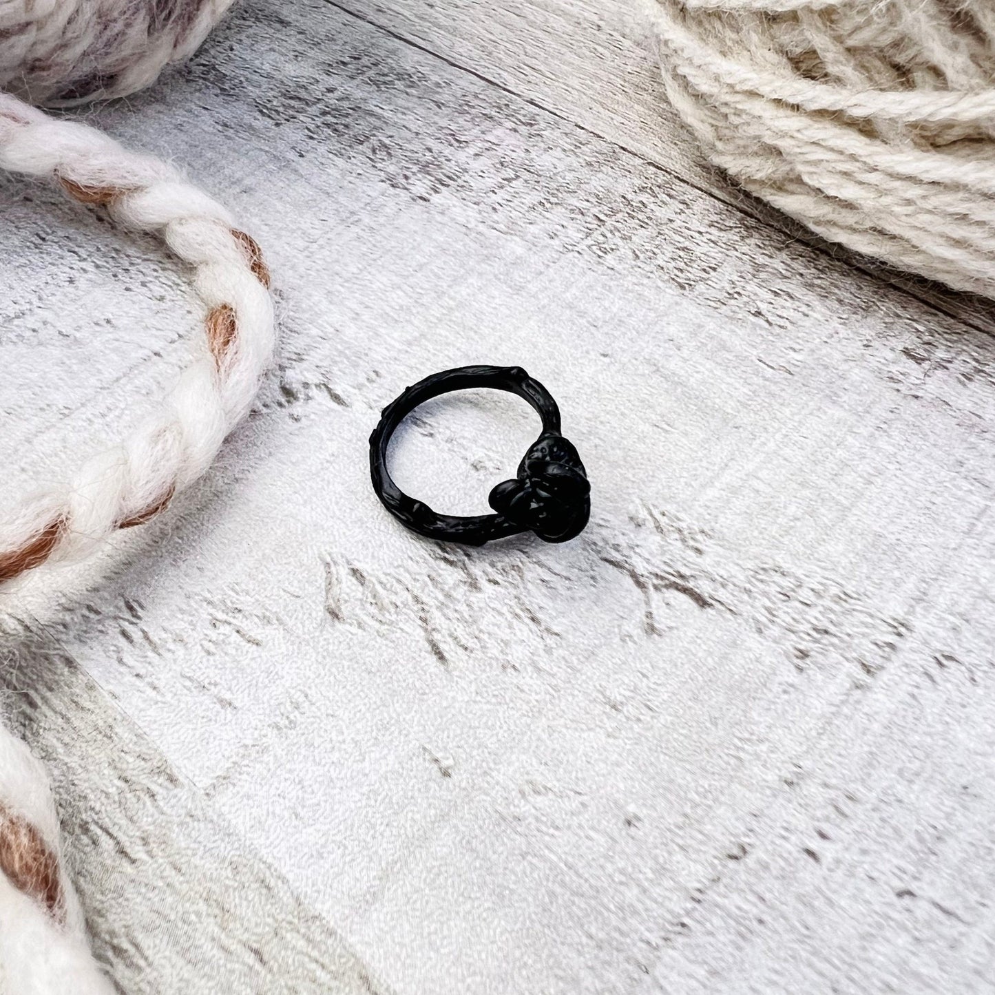 Black Rose Adjustable Tension Ring - The Desert Stream Stitch