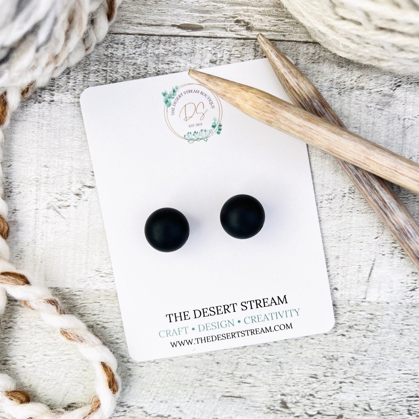 Black Stitch Stoppers Knitting Needle Point Protectors - The Desert Stream Stitch