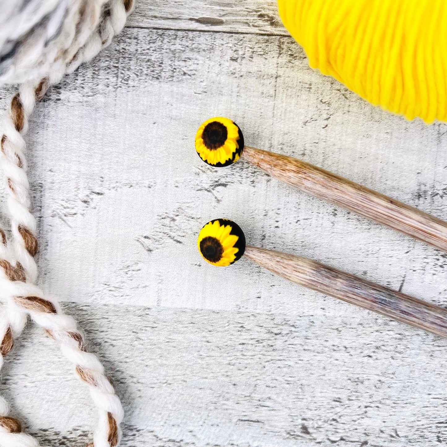 Black Sunflower Stitch Stoppers Knitting Needle Point Protectors - The Desert Stream Stitch