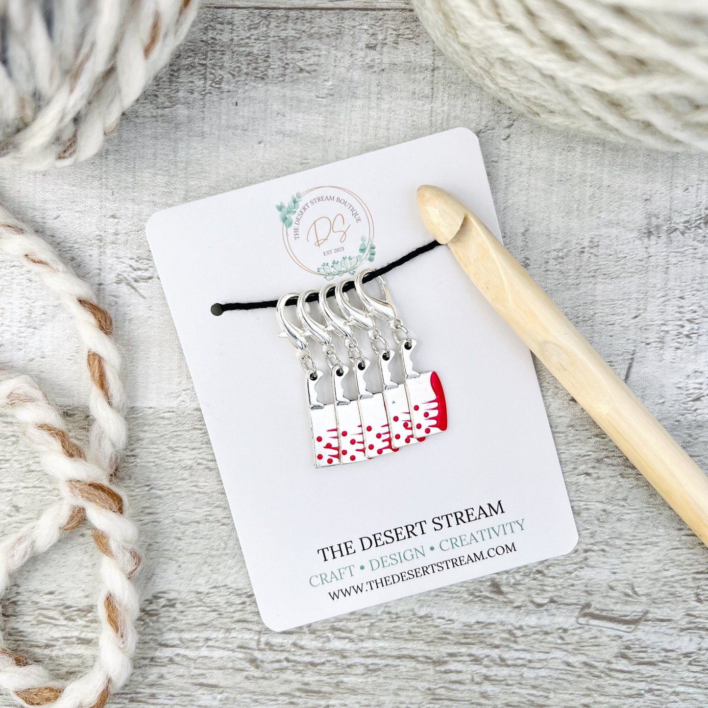 Bloody Knife Stitch Markers Set - Knitting and Crochet - The Desert Stream Stitch