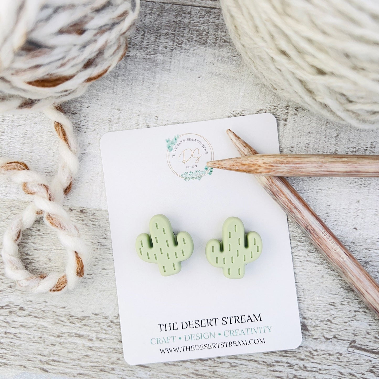 Cactus Stitch Stoppers Knitting Needle Point Protectors - The Desert Stream Stitch