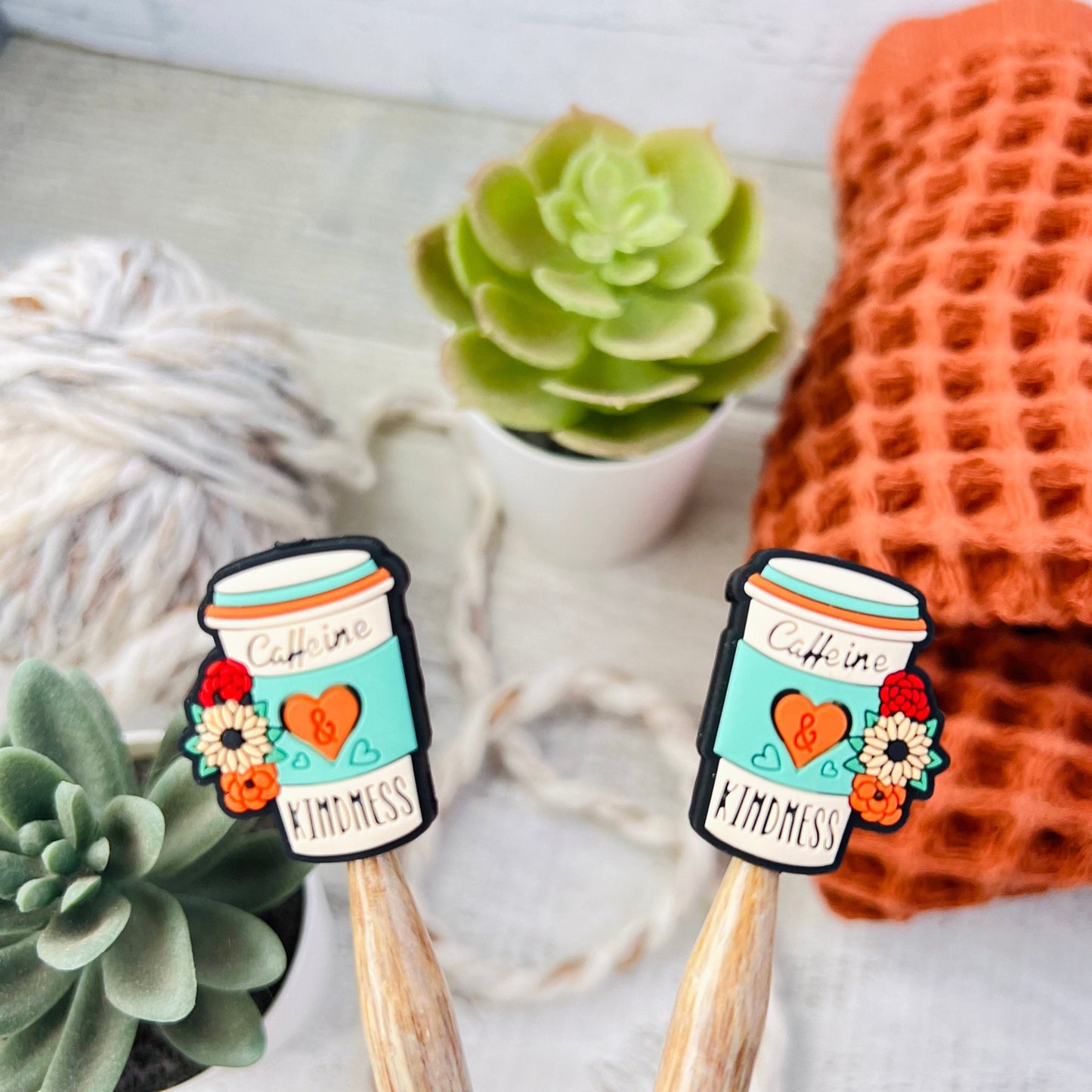 Caffeine & Kindness Stitch Stoppers Knitting Needle Point Protectors - The Desert Stream Stitch