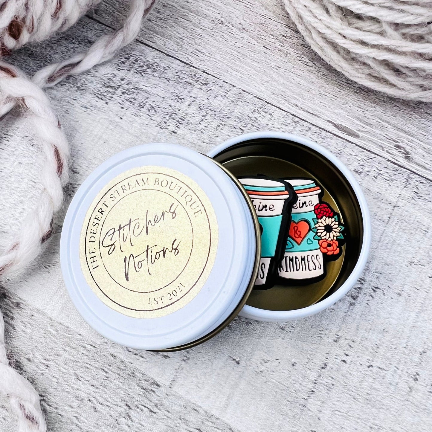 Caffeine & Kindness Stitch Stoppers Knitting Needle Point Protectors - The Desert Stream Stitch