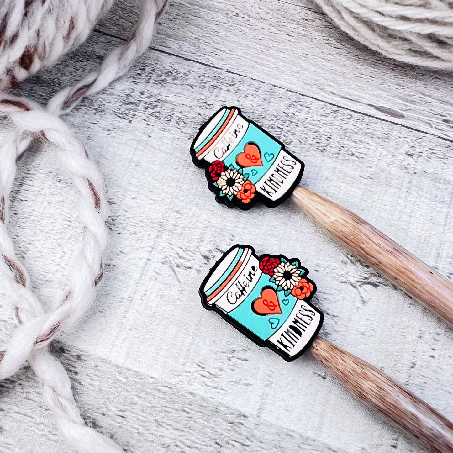 Caffeine & Kindness Stitch Stoppers Knitting Needle Point Protectors - The Desert Stream Stitch