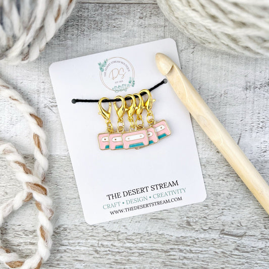 Cassette Tape 90's Stitch Markers Set - Knitting and Crochet - The Desert Stream Stitch