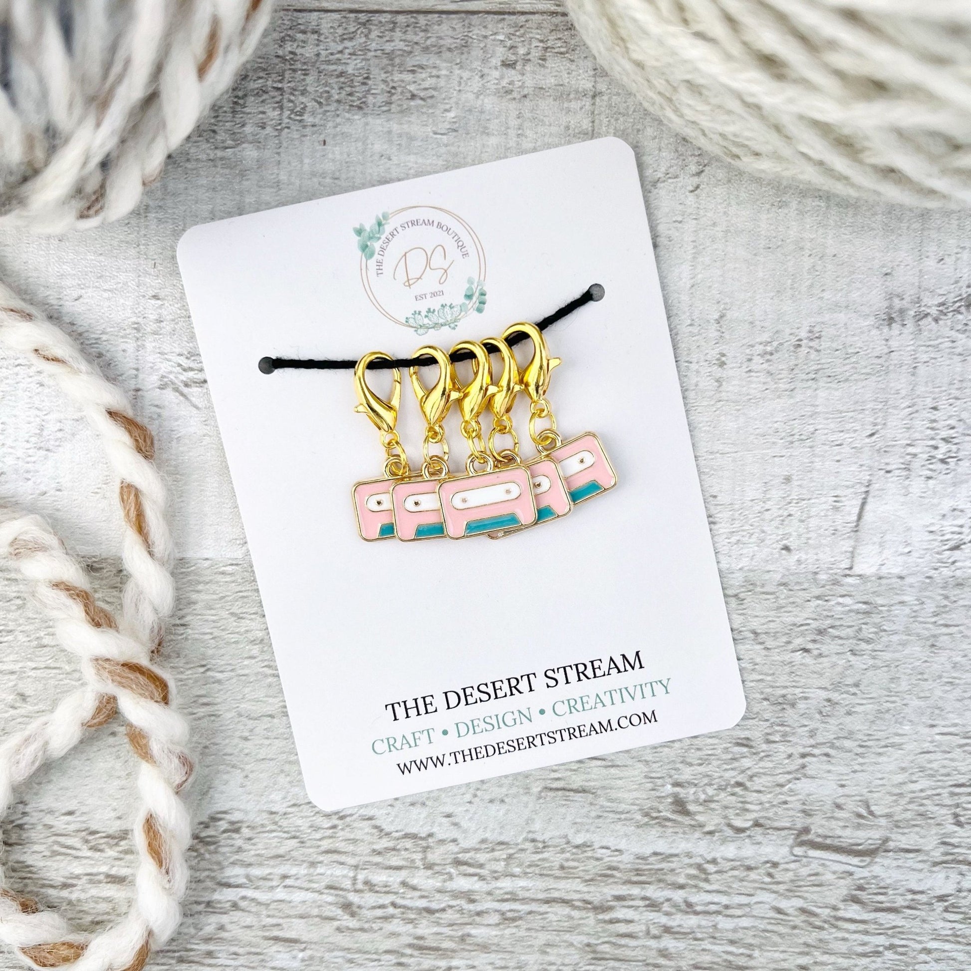 Cassette Tape 90's Stitch Markers Set - Knitting and Crochet - The Desert Stream Stitch