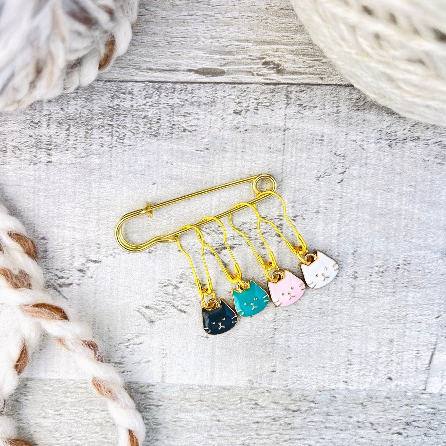 Cat Faces Stitch Markers Set - Knitting and Crochet - The Desert Stream Stitch