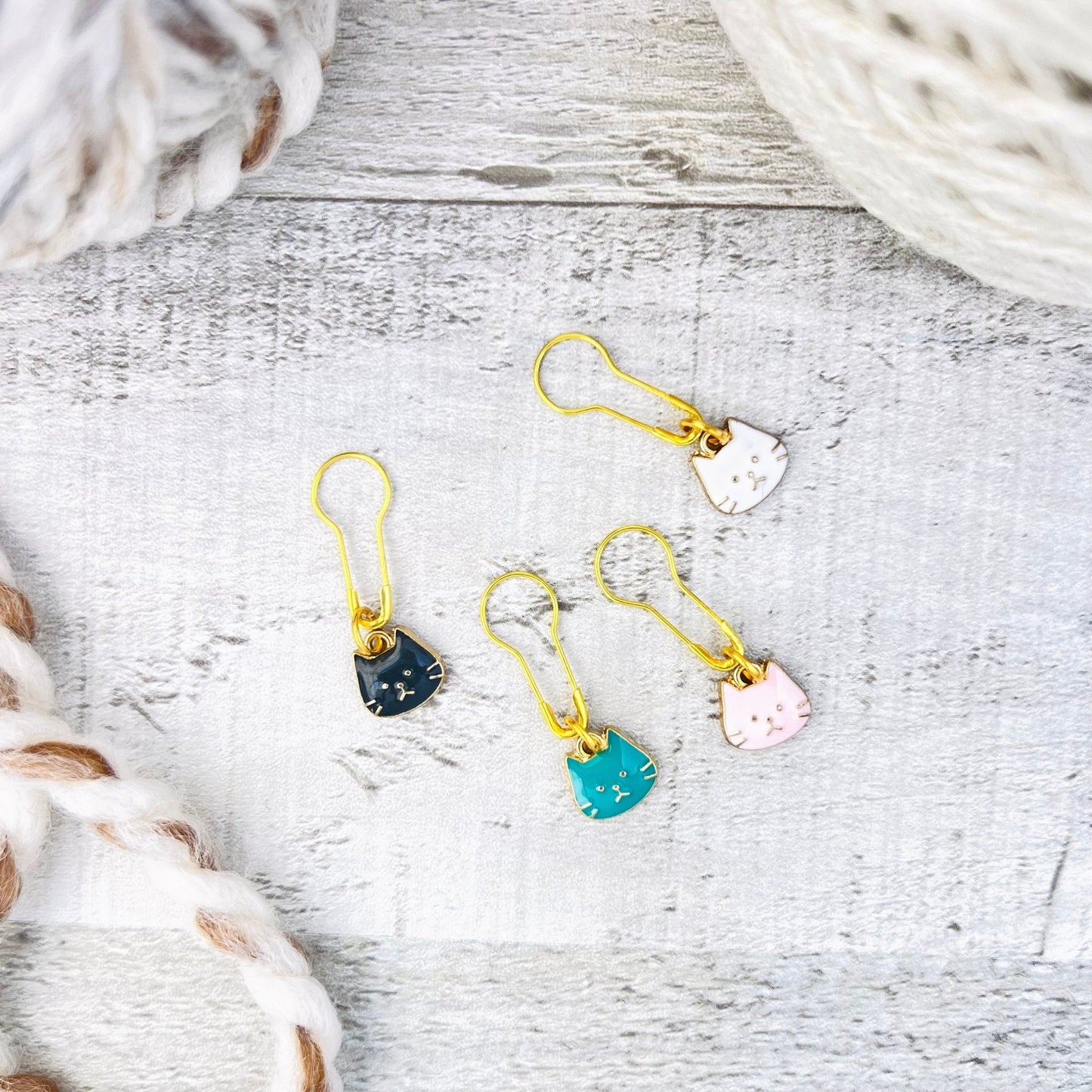 Cat Faces Stitch Markers Set - Knitting and Crochet - The Desert Stream Stitch